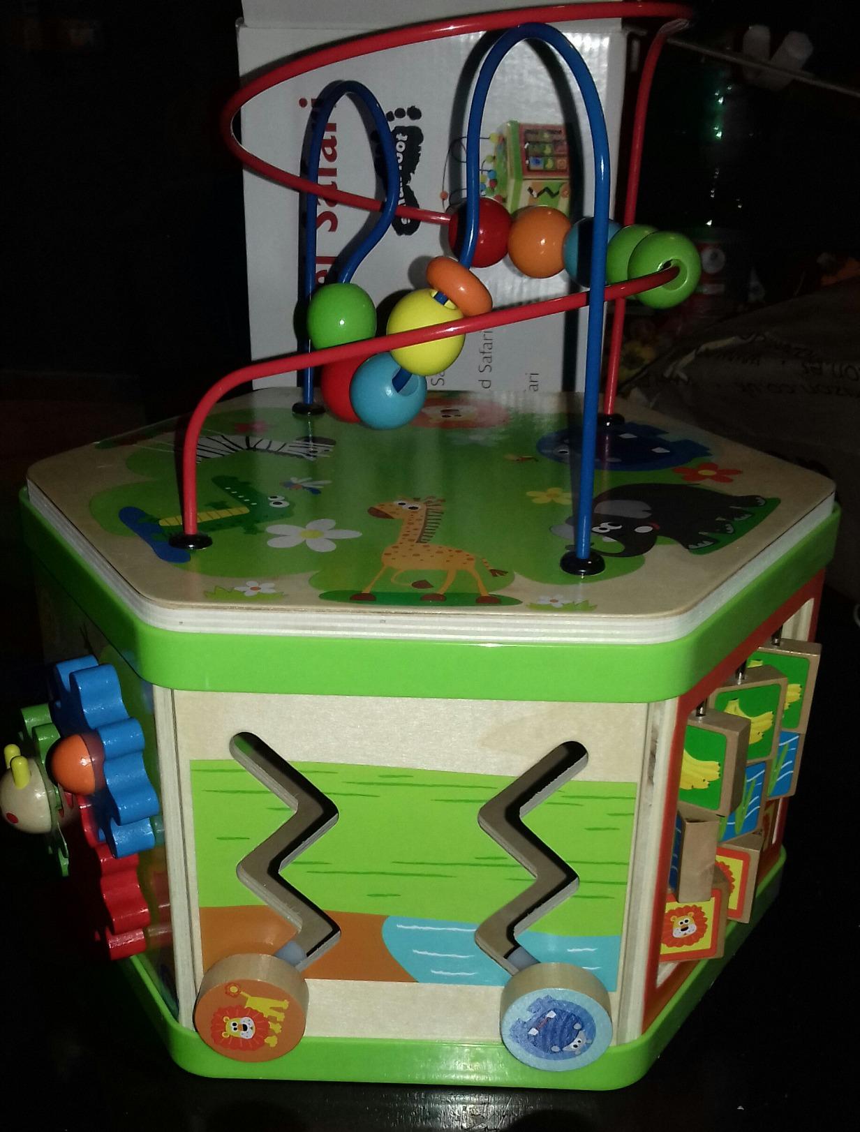 smallfoot 4244 Cubo Motorio Safari gioco legno animali