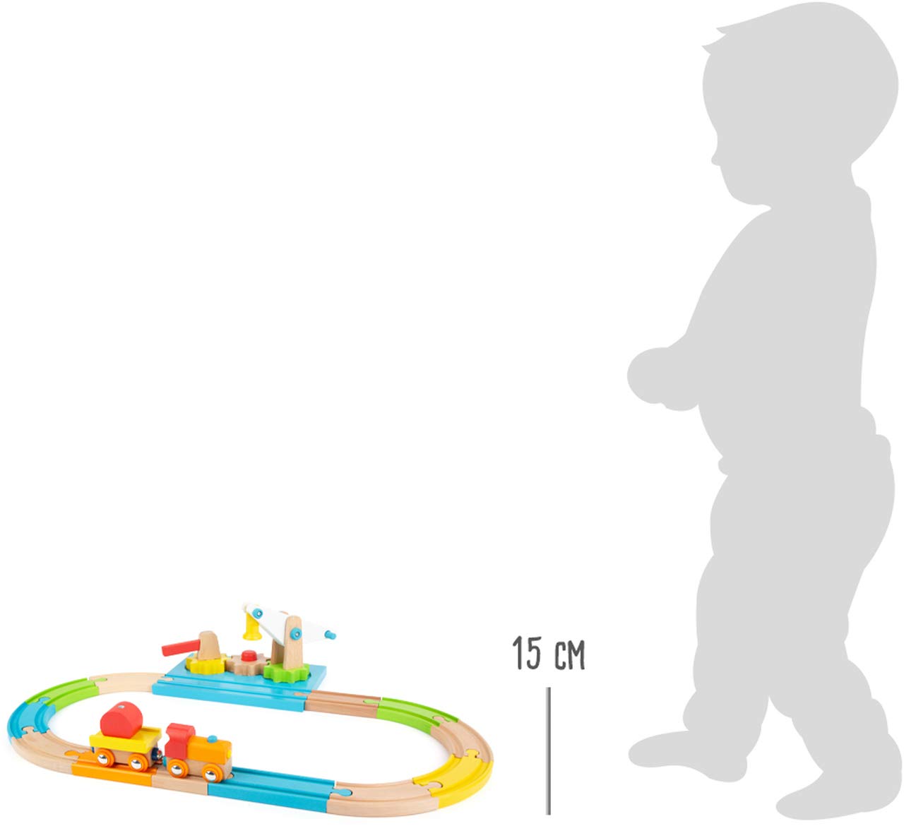 smallfoot 11494 treno in legno con gru 16 pezzi