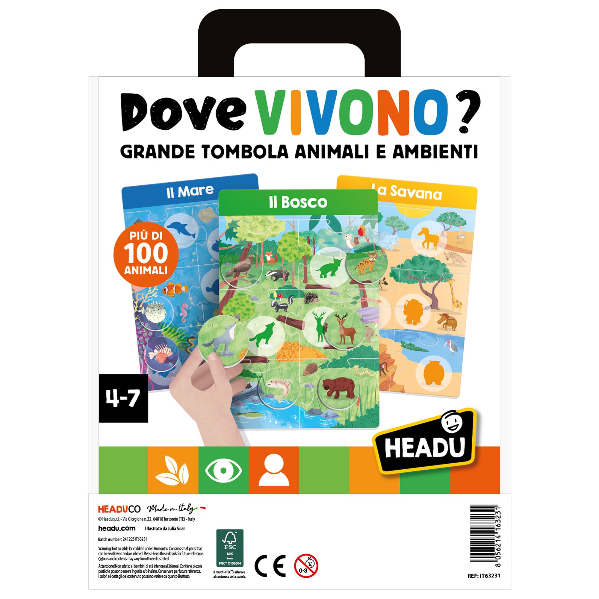 Headu Dove Vivono Animali tombola ambienti 4-7 anni