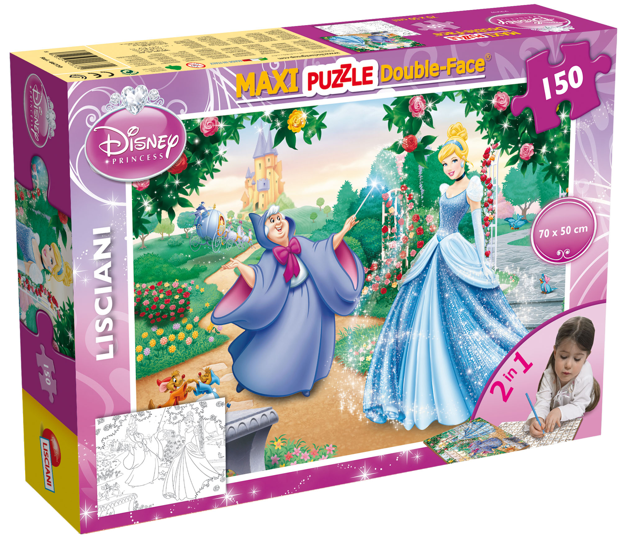 Lisciani Disney Maxi Floor 150 Cinderella puzzle bambini bifacciale