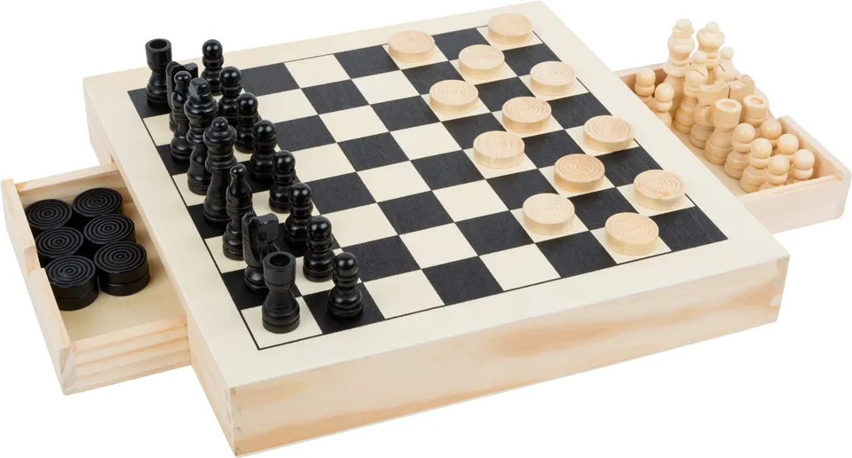smallfoot set giochi scacchi dama e mulino in legno