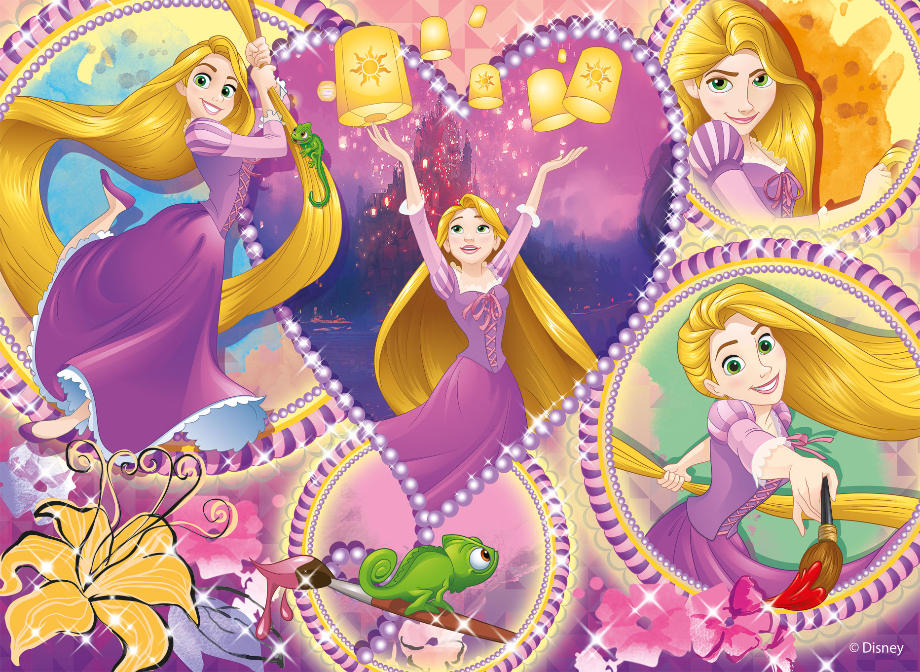 Lisciani Disney Puzzle Df Maxifloor 4x48 Princess da colorare