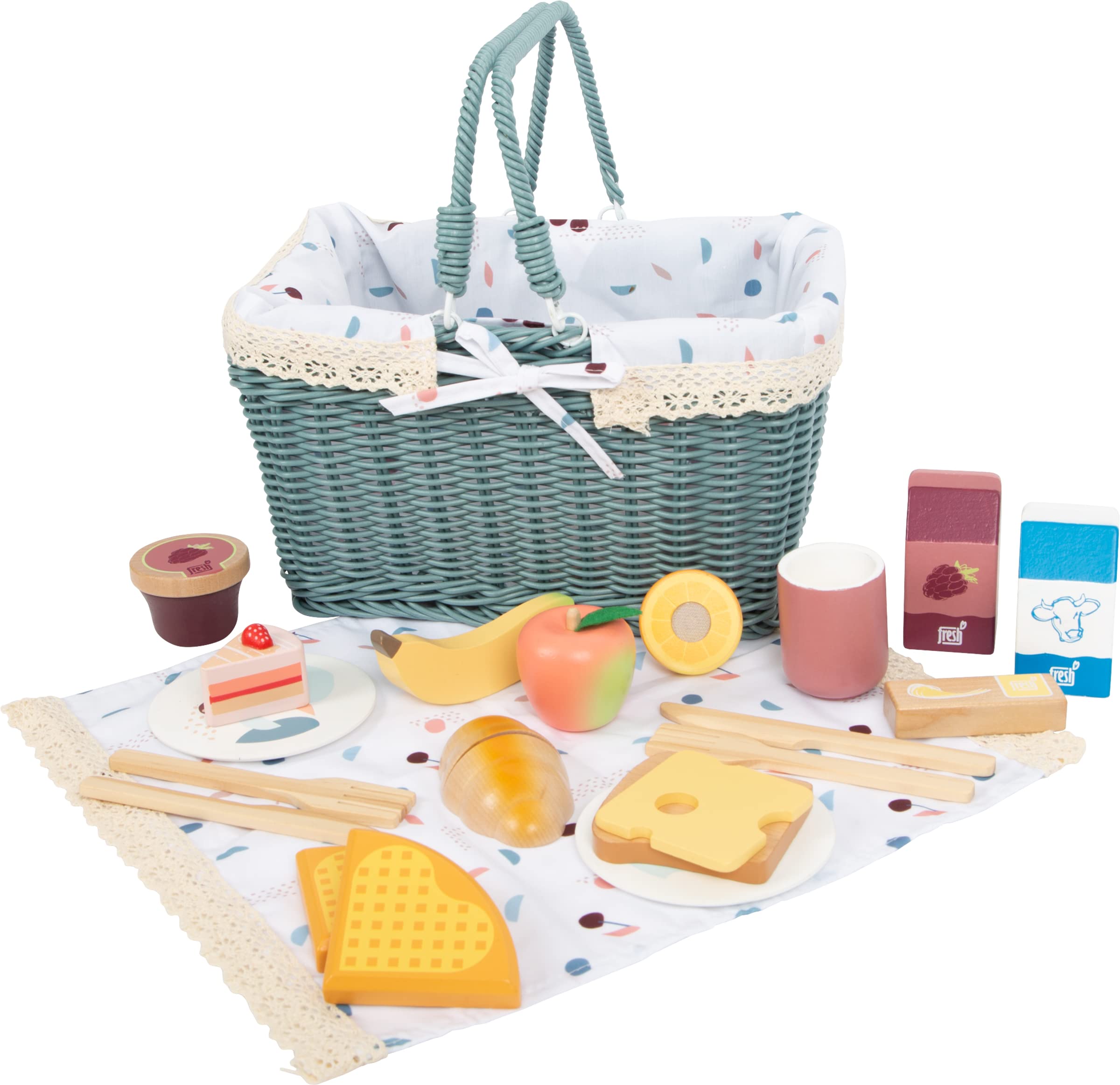 smallfoot cestino picnic fiori colorati 20 pezzi legno