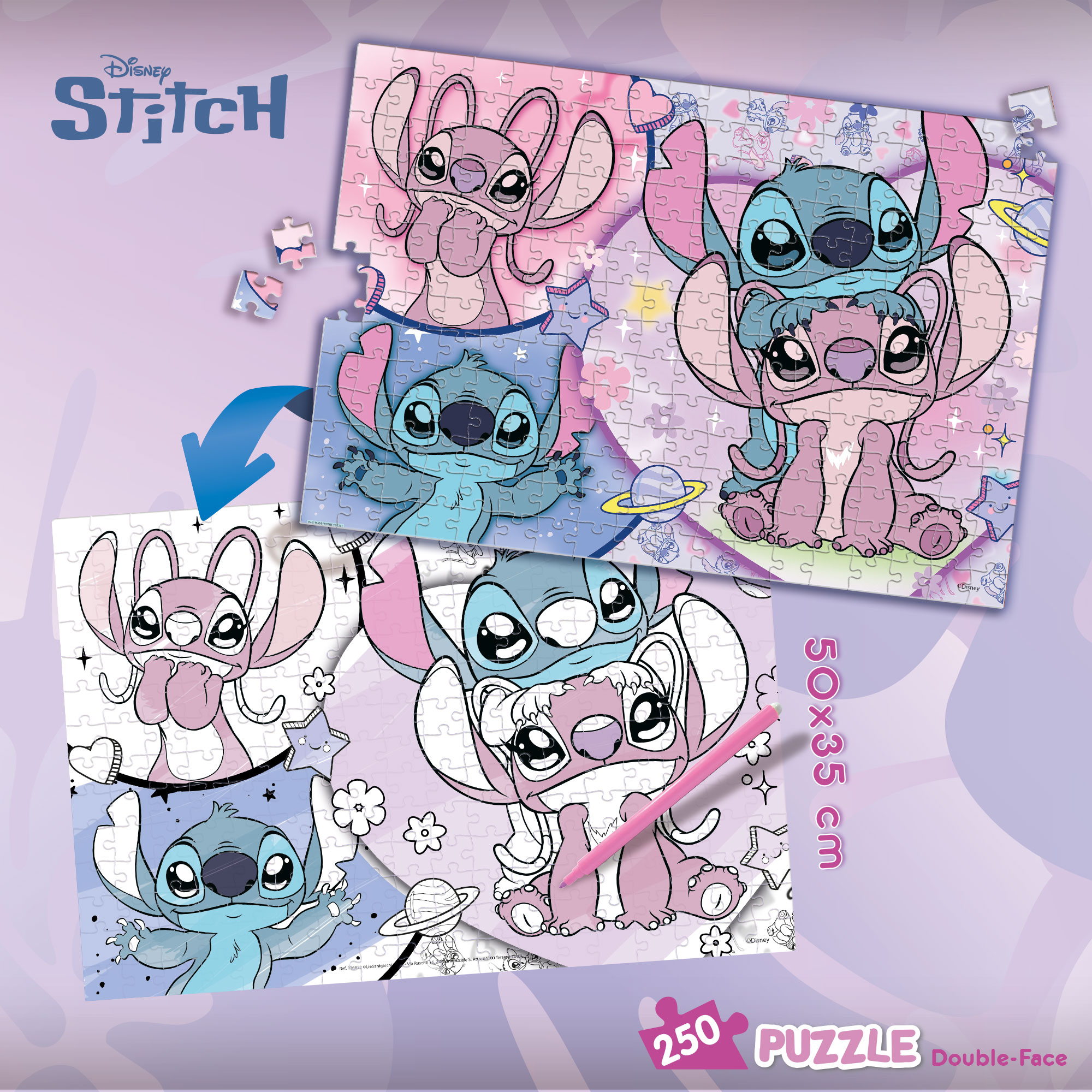 Lisciani Disney Df Plus 250 Stitch puzzle 250 pezzi double-face
