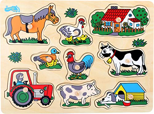 small foot 1767 puzzle fattoria in legno colori