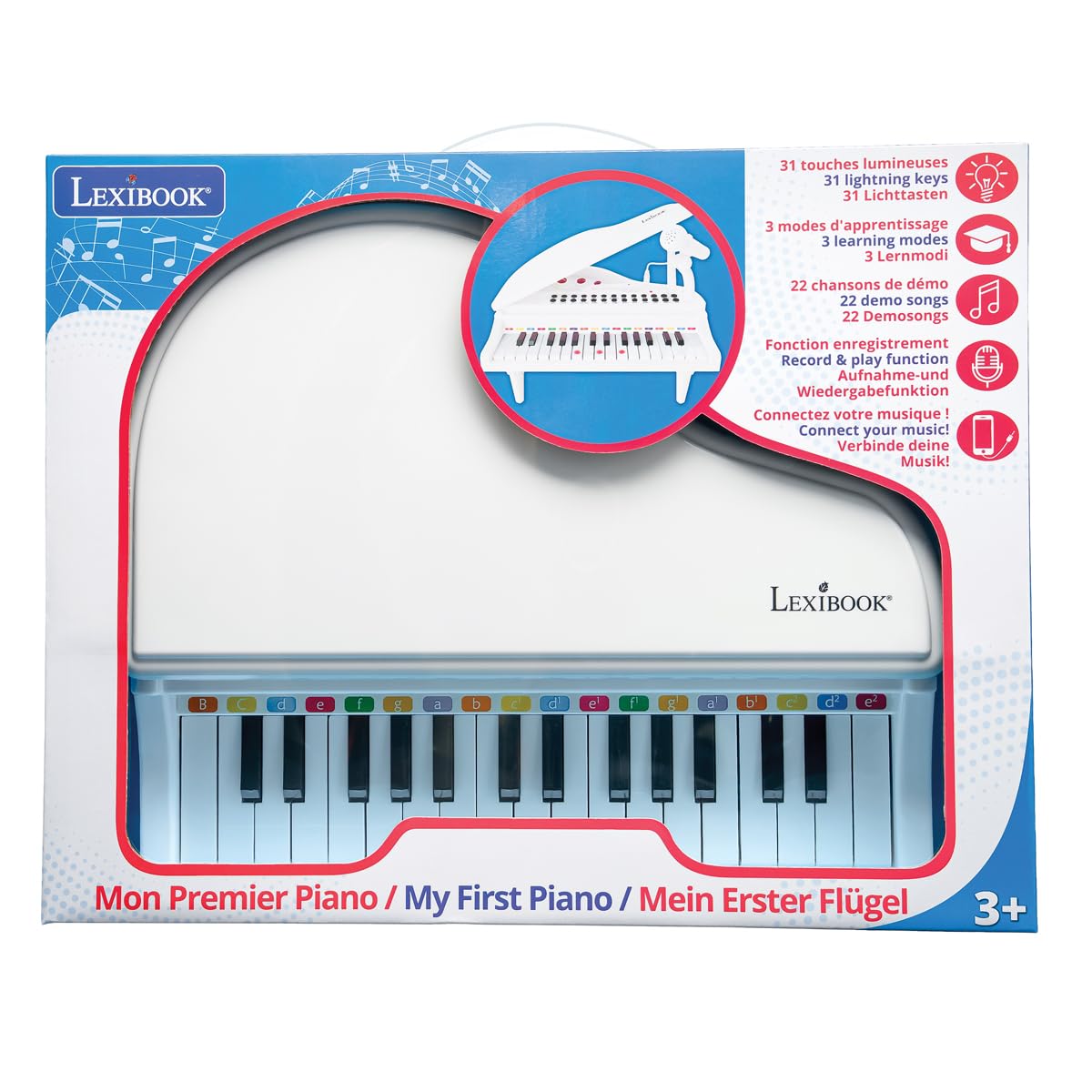 Lexibook K731 mio primo pianoforte bambini bianco 31 tasti