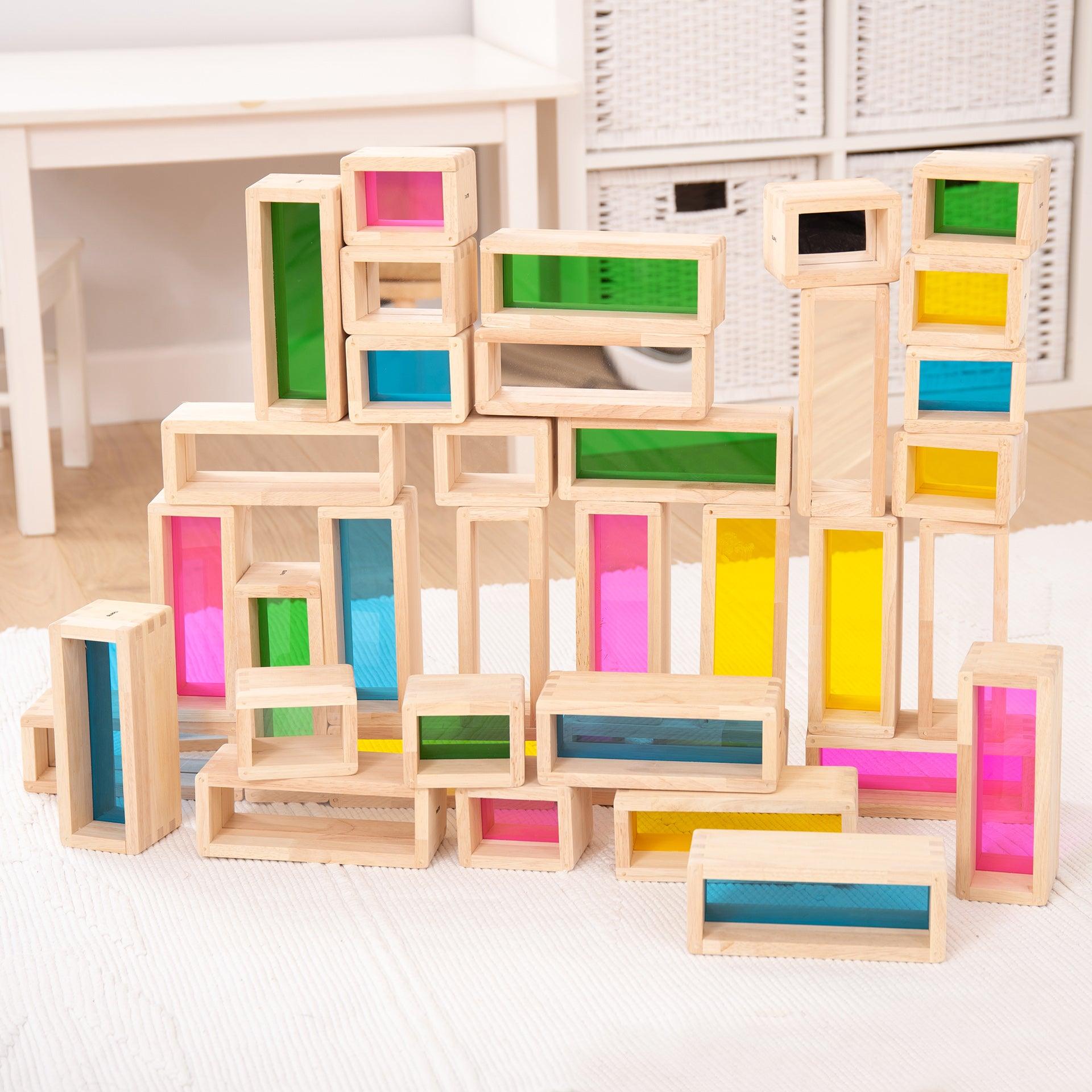 Tickit Rainbow Bricks mattoncini legno 36 pezzi sensoriali