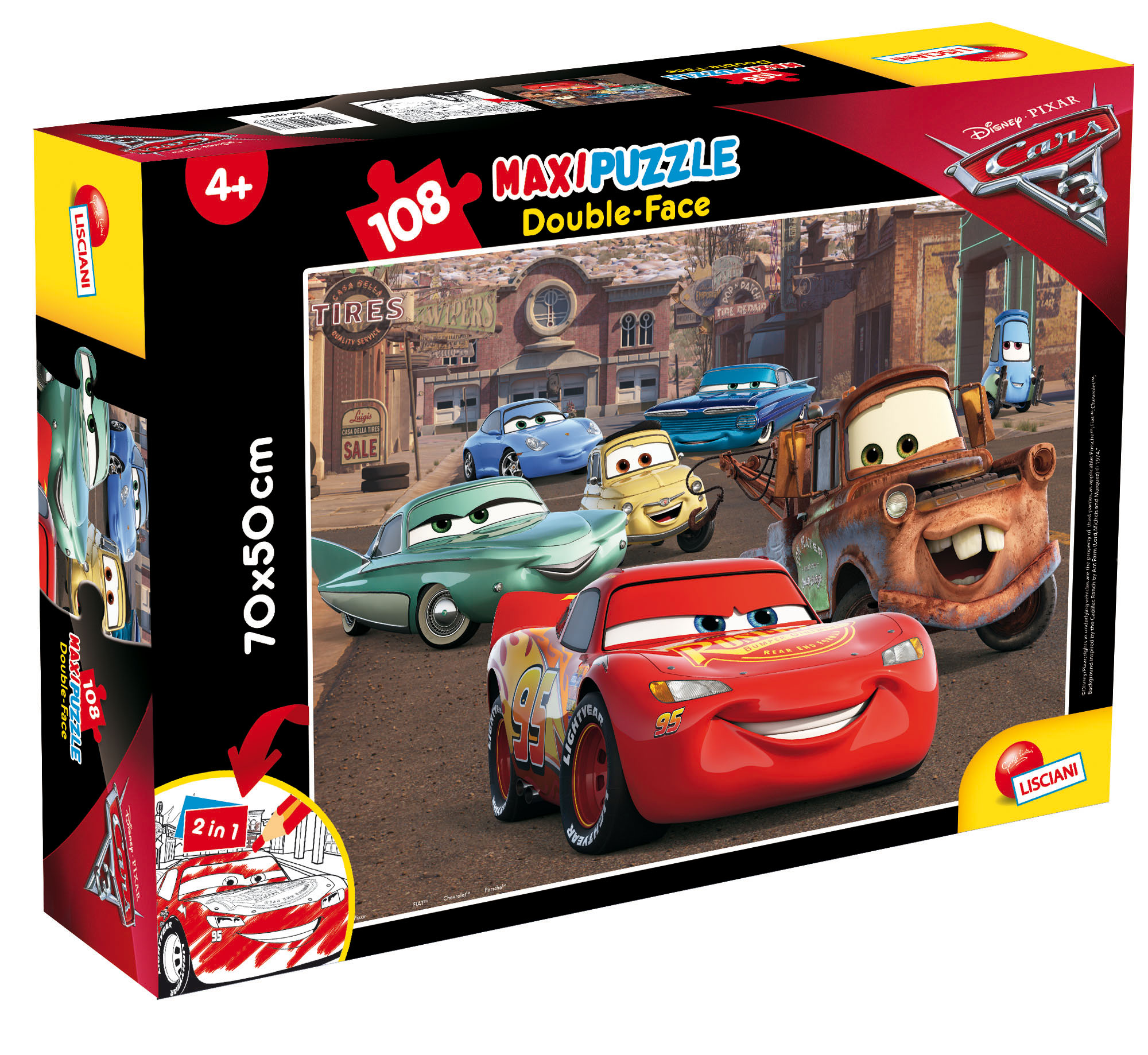 Lisciani Disney Maxi Floor 108 Cars 3 puzzle double-face da colorare