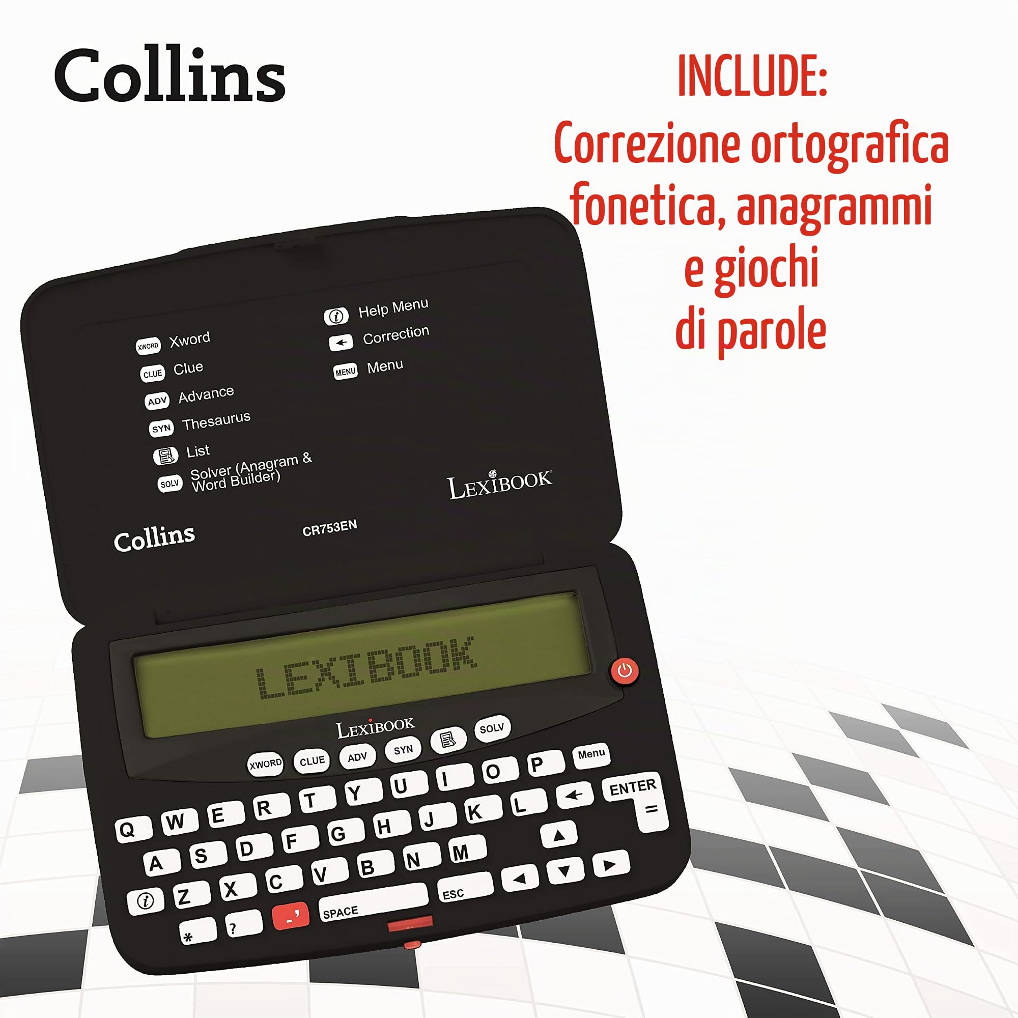 Lexibook CR753EN cruciverba elettronico nero bianco