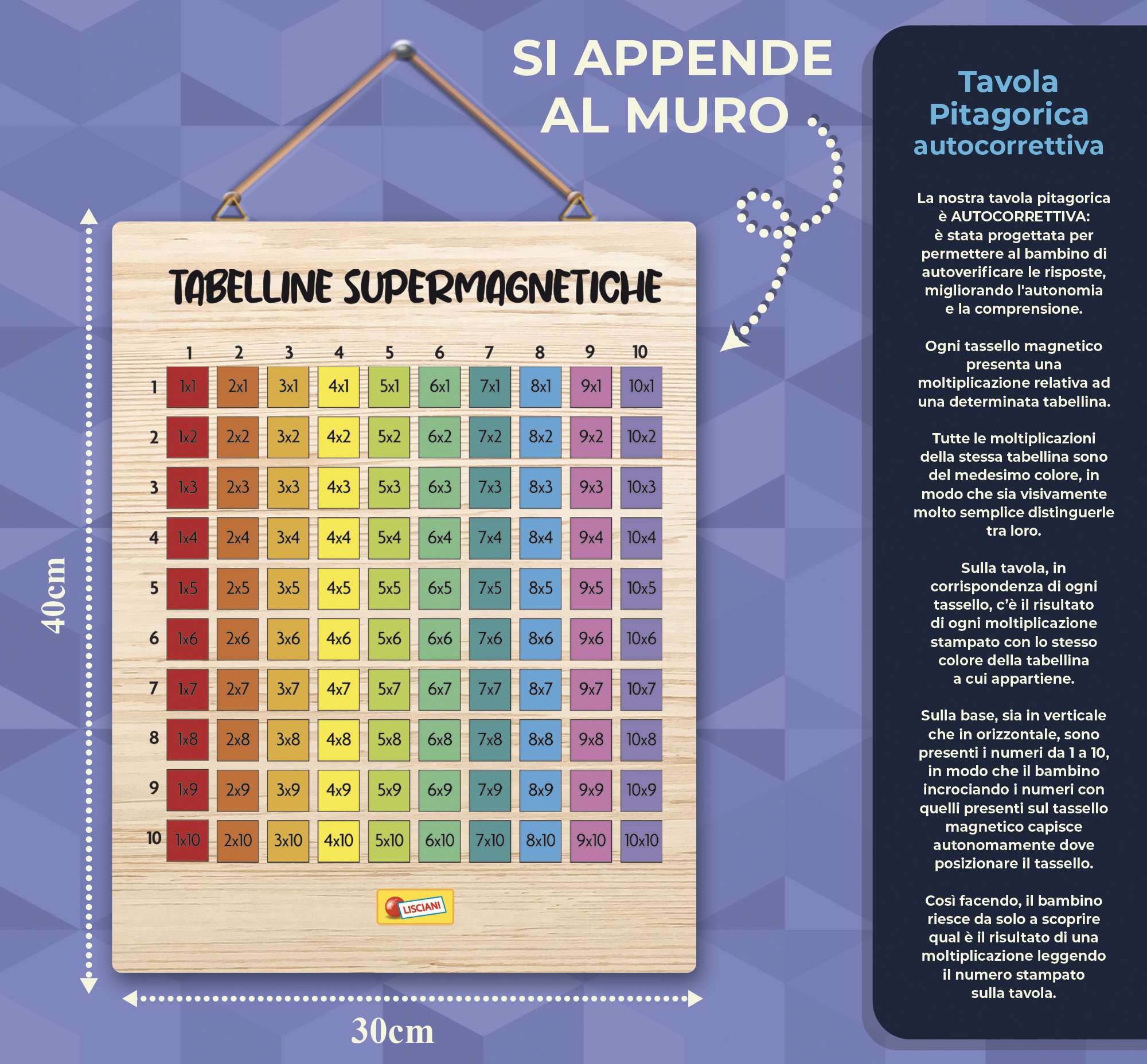 Lisciani I'm a Genius Tabelline Supermagnetiche gioco in legno