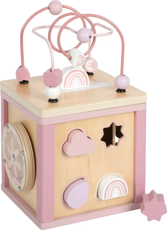 smallfoot 12803 dado motricità in legno rosa 5 giochi