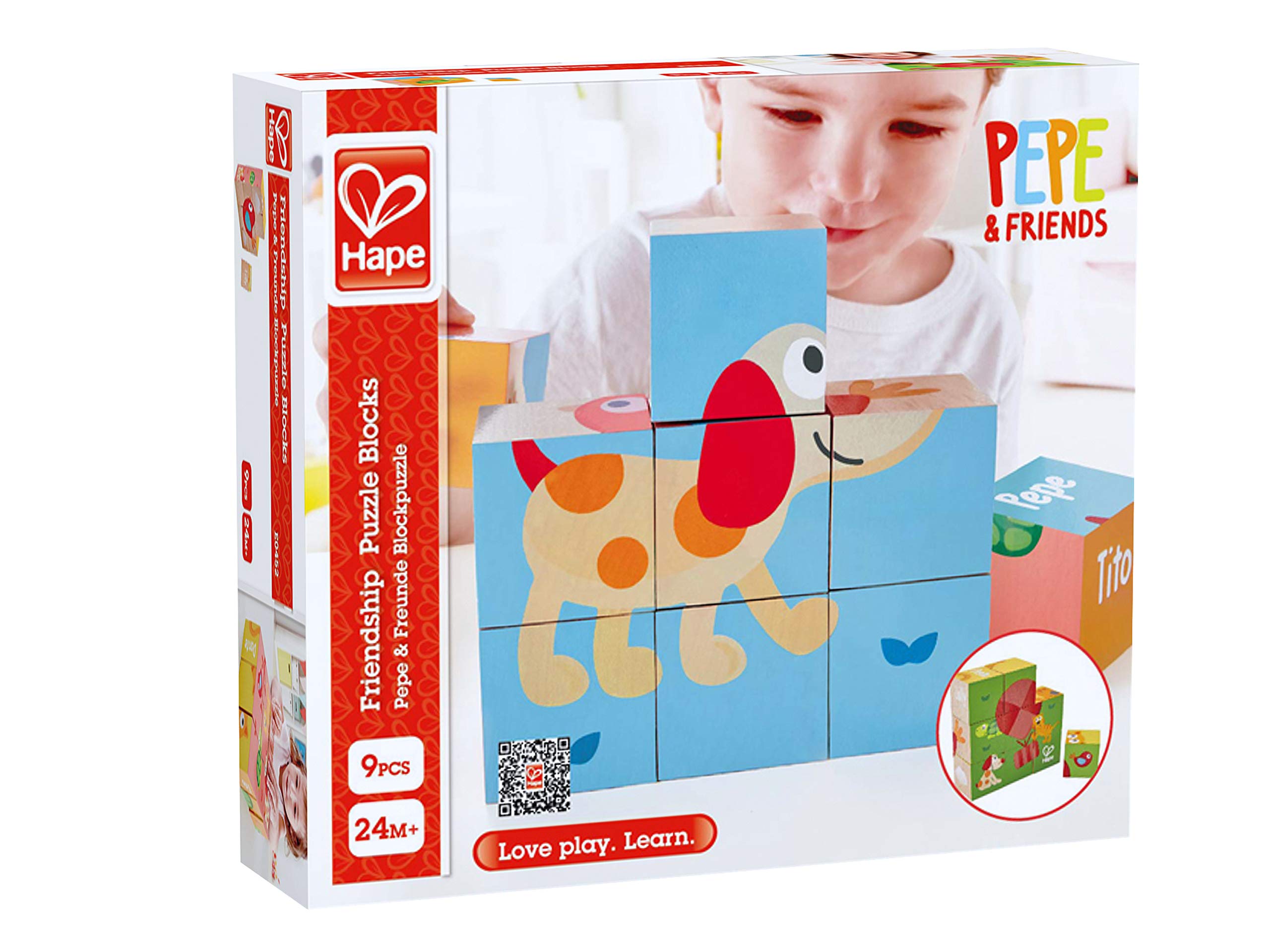 Hape E0452 Pepe Friends puzzle blocchi 9 pezzi