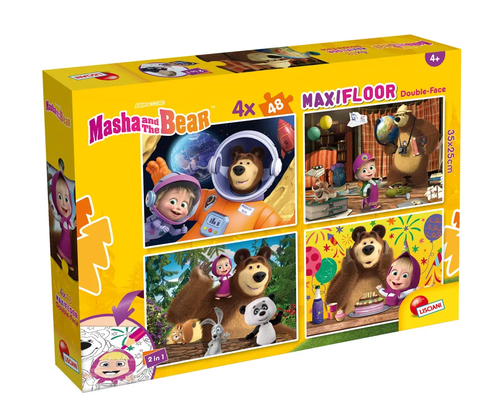 Lisciani Masha Puzzle Maxifloor 4x48 bambini da colorare