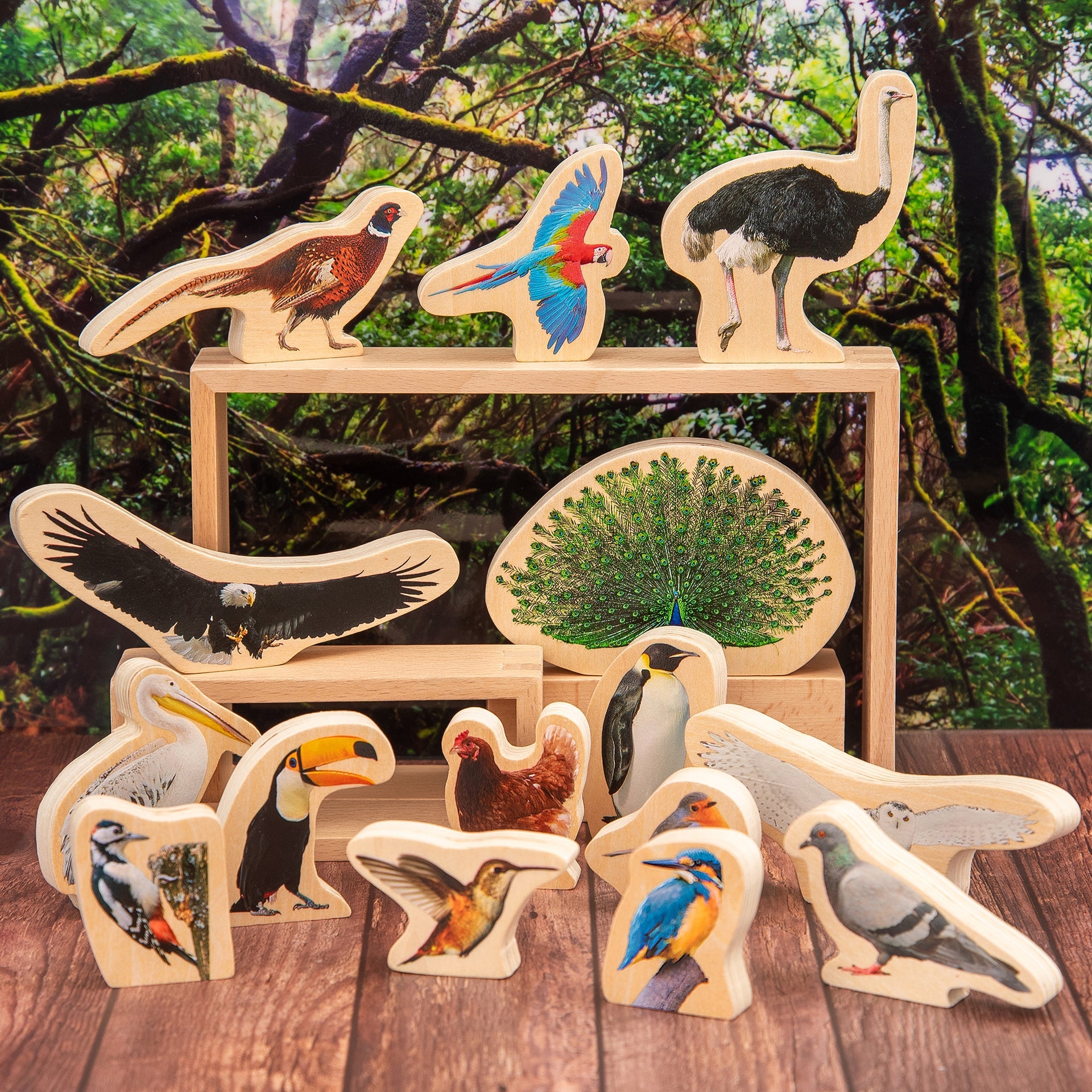 Tickit Wooden Bird blocchi legno uccelli 15 pezzi