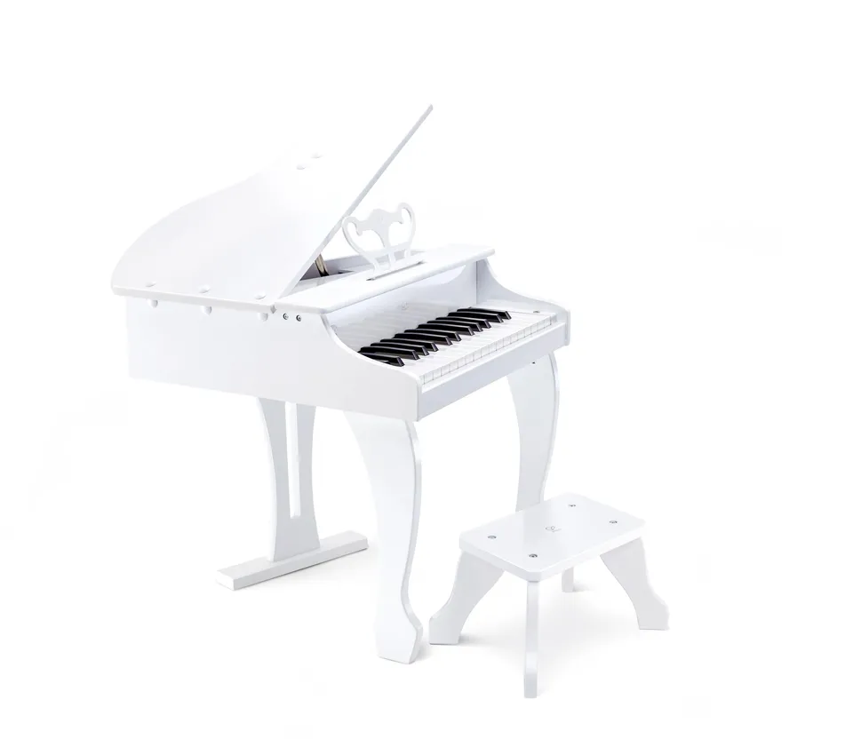 Hape Deluxe Pianoforte Bianco 30 Tasti con Sgabello 3 Anni