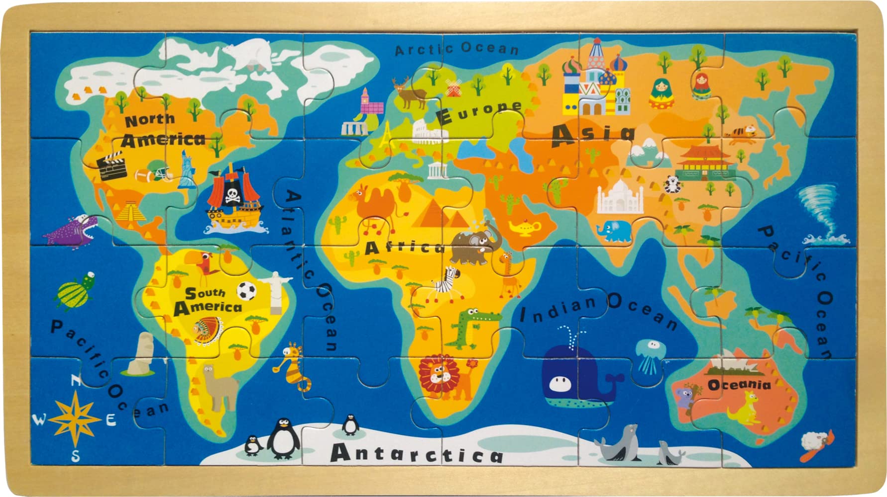 smallfoot 4240 puzzle in legno mappamondo inglese