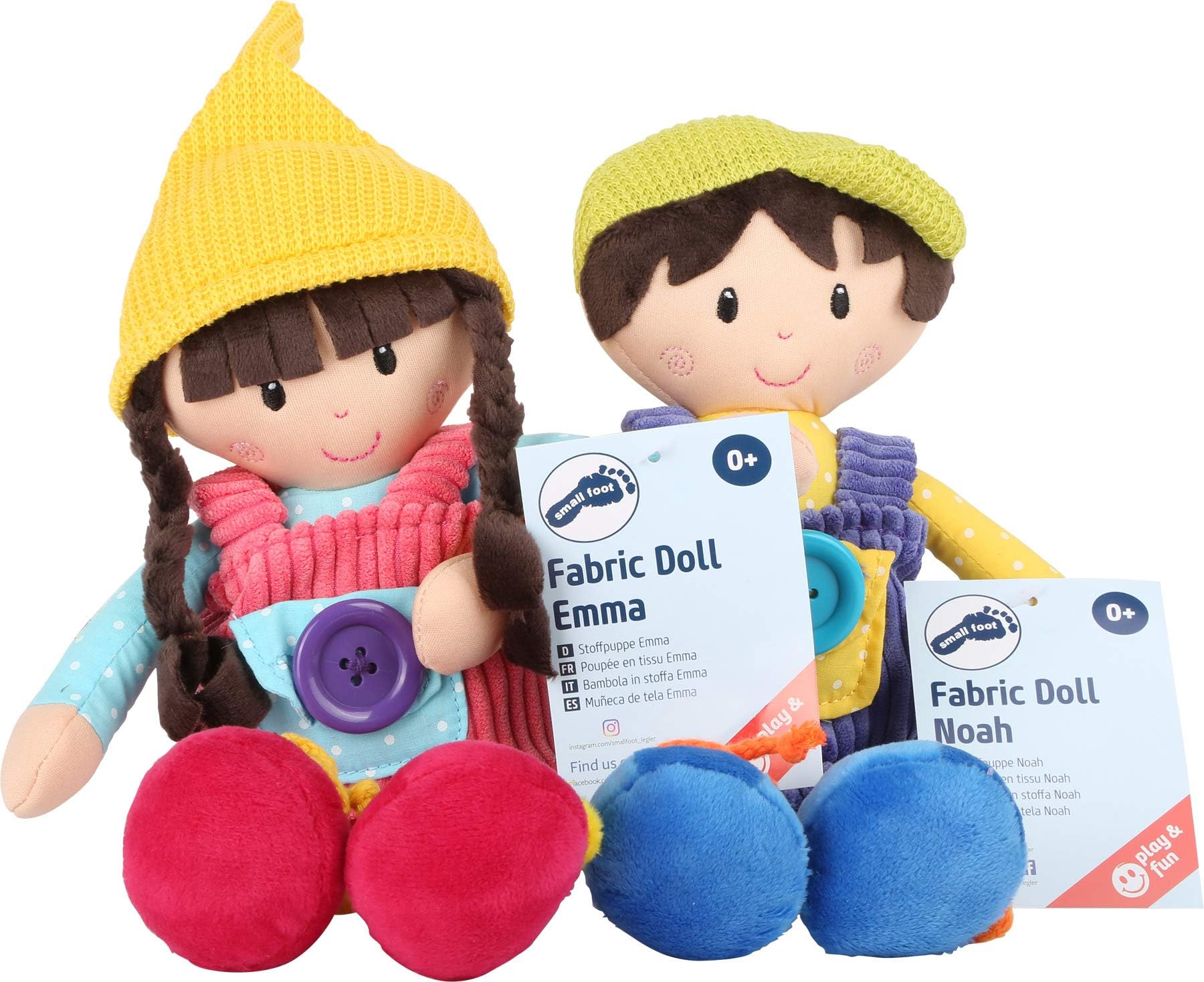 smallfoot 10865 set 2 bambole in stoffa da vestire morbide