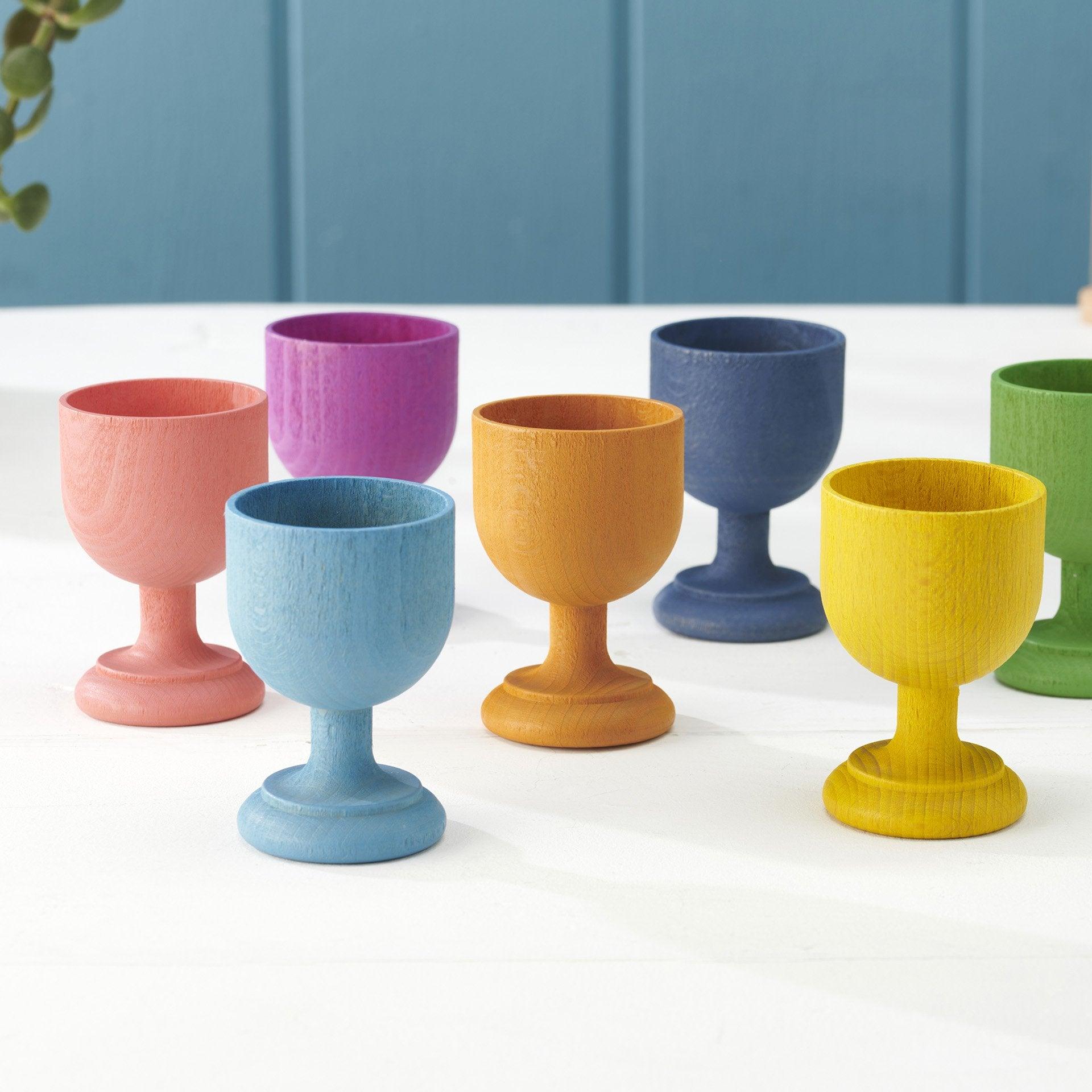 Tickit Rainbow Egg Cups Portauova Legno 7 Pezzi Colori
