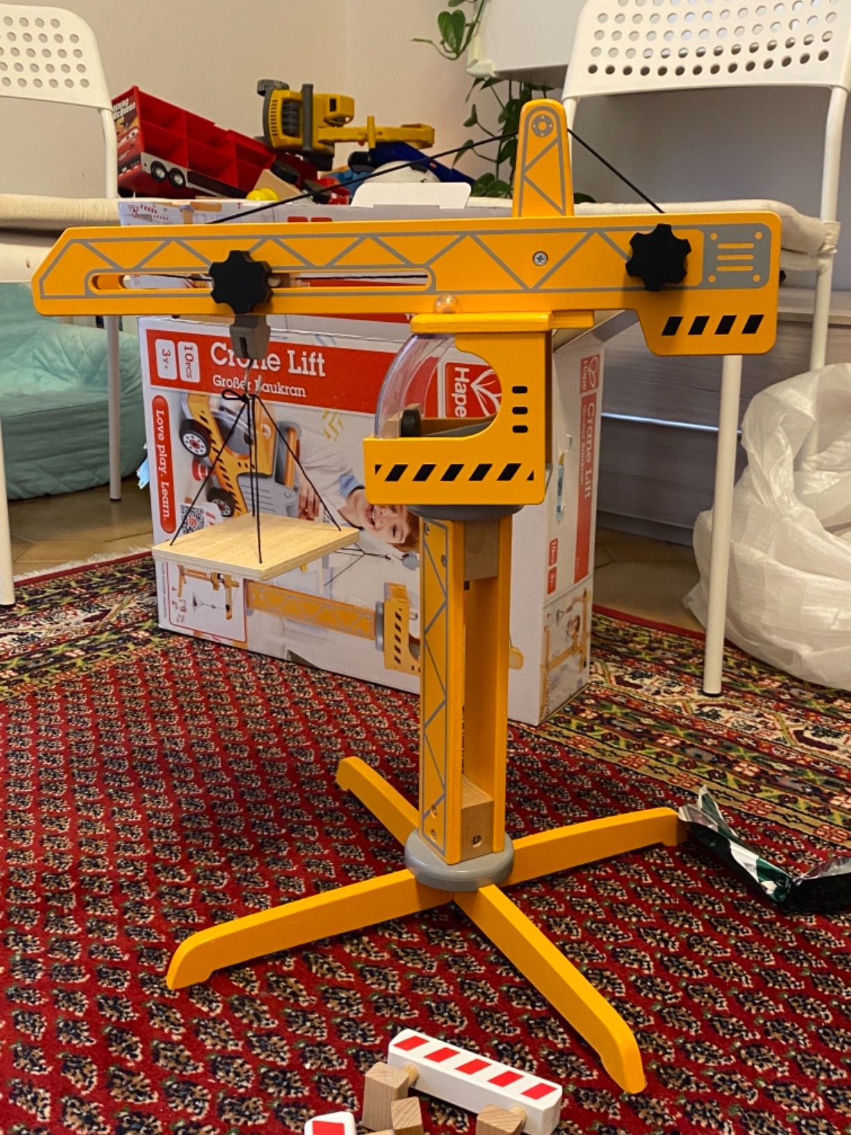 Hape Set Gru cantiere giocattolo mobile in legno