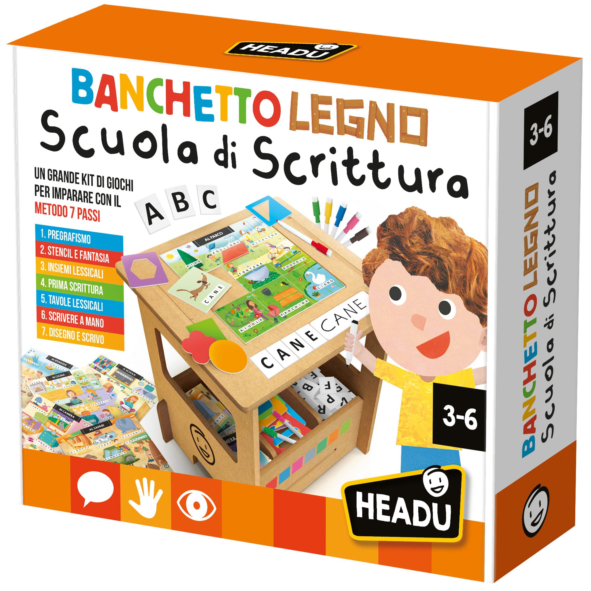 Headu Banchetto Legno Scuola di Scrittura 3-6 anni
