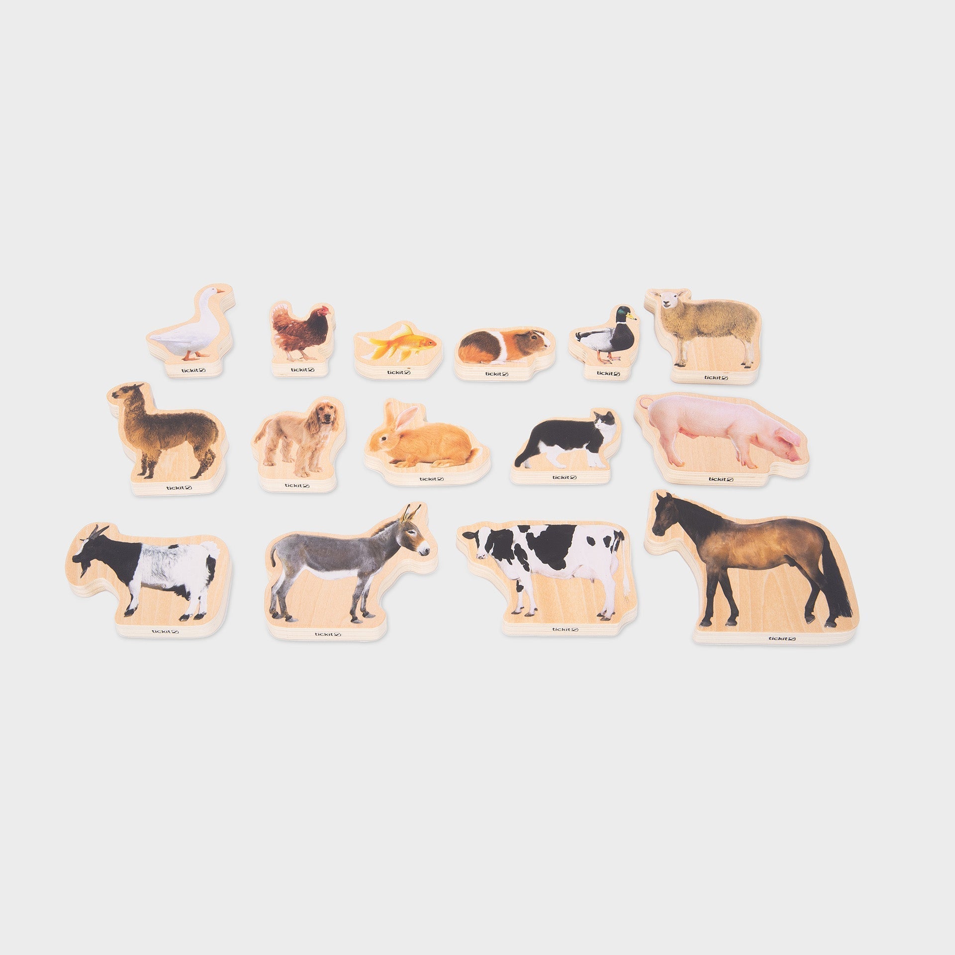 Tickit Wooden Domestic blocchi animali 15 pezzi
