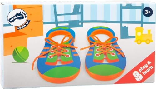 smallfoot 10152 scarpe da allacciare gioco legno 2 pezzi