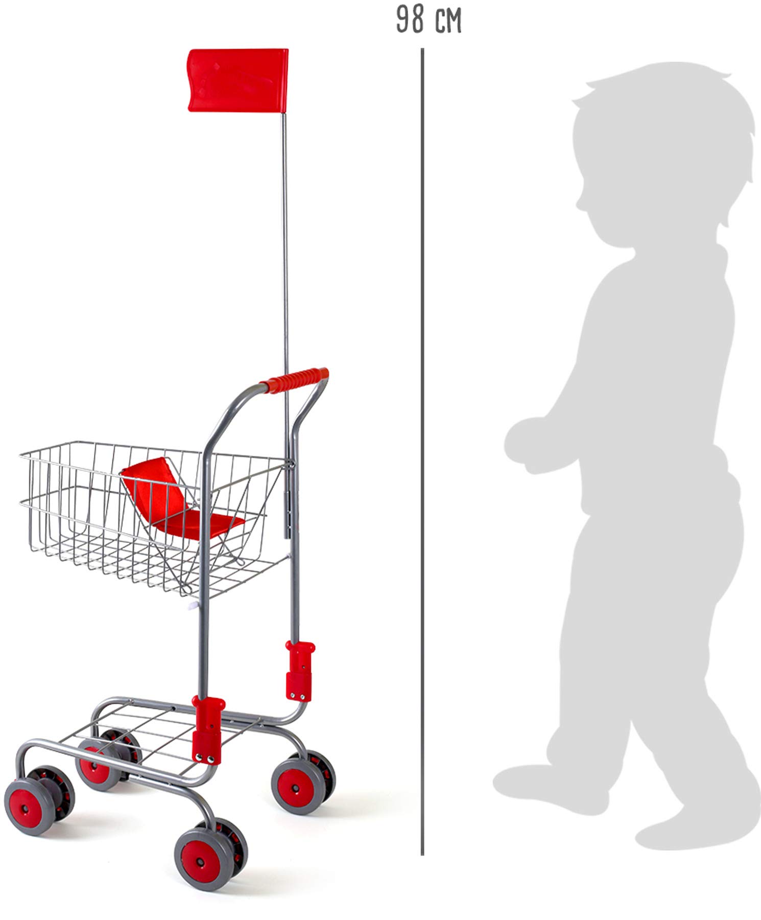 smallfoot Carrello spesa giocattolo metallo argento 60 cm