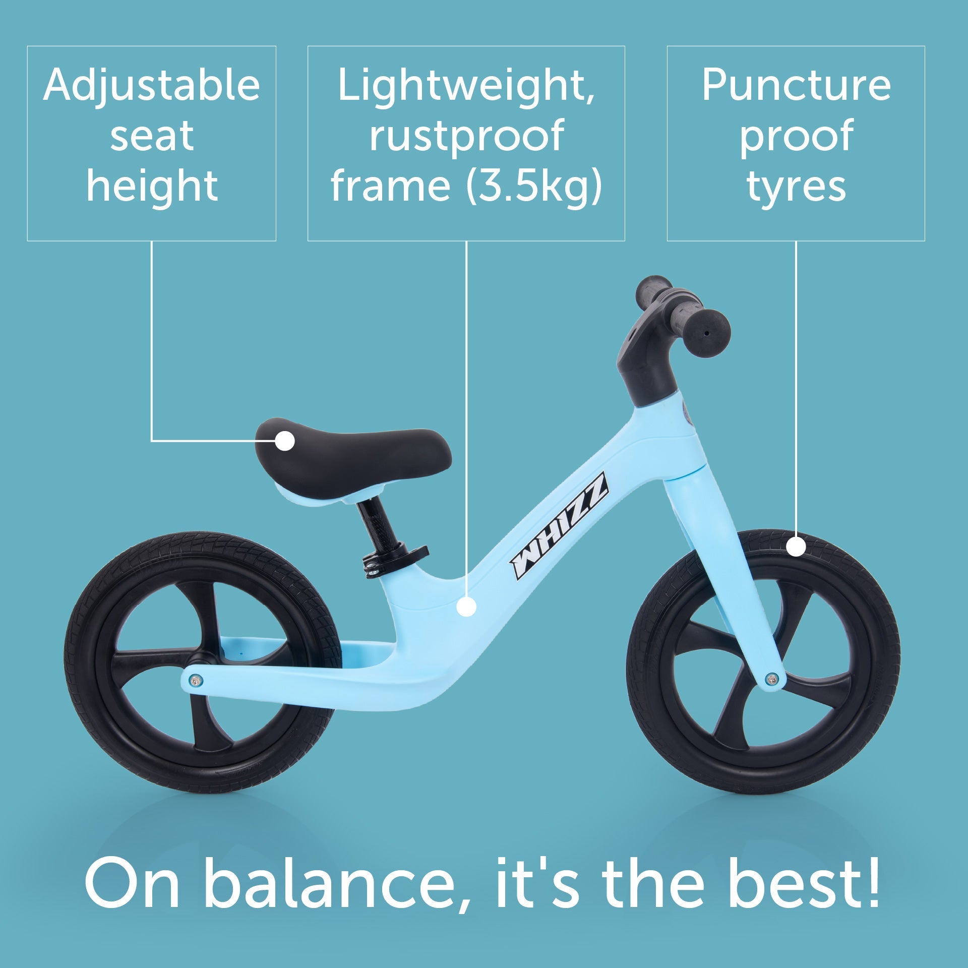 Tickit Whizz Balance Bike bici senza pedali blu 86 cm