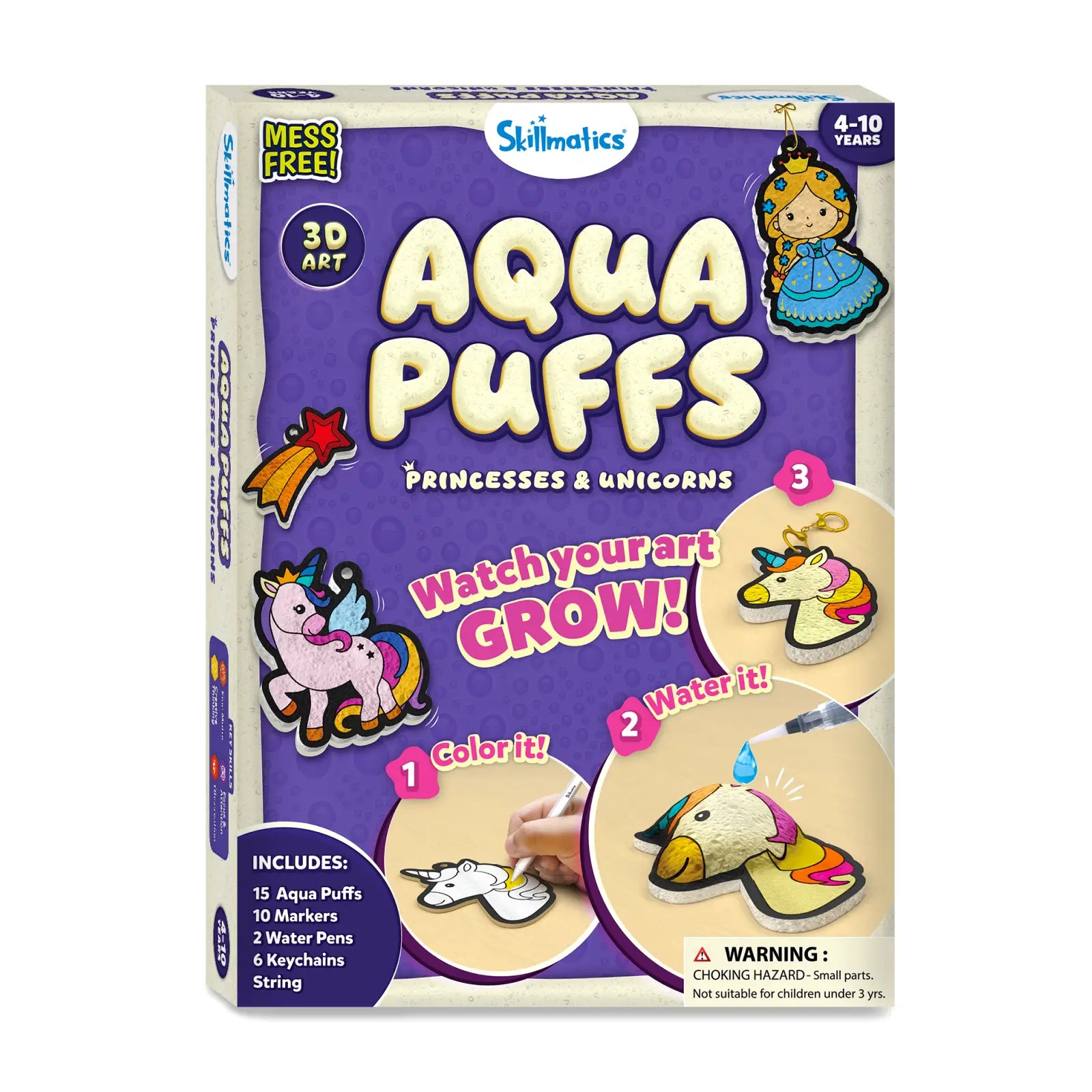 Skillmatics Aqua Puffs Princesses Unicorns kit 3D 4+ anni