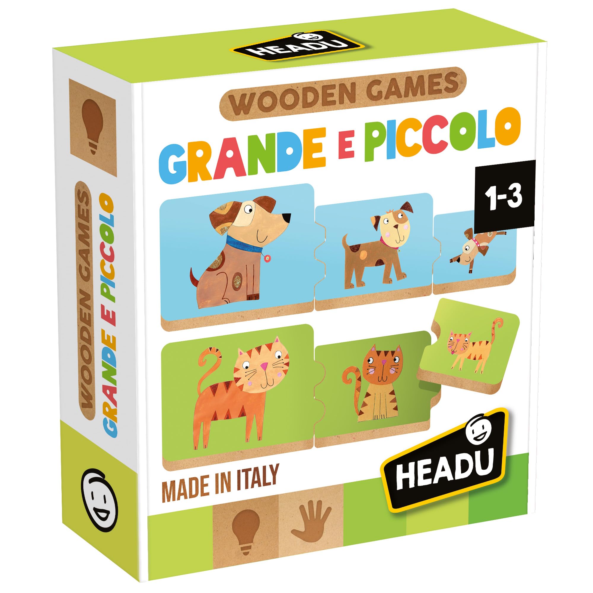 Headu Cosa Mangiano i Cuccioli gioco in legno 2-4 anni logica