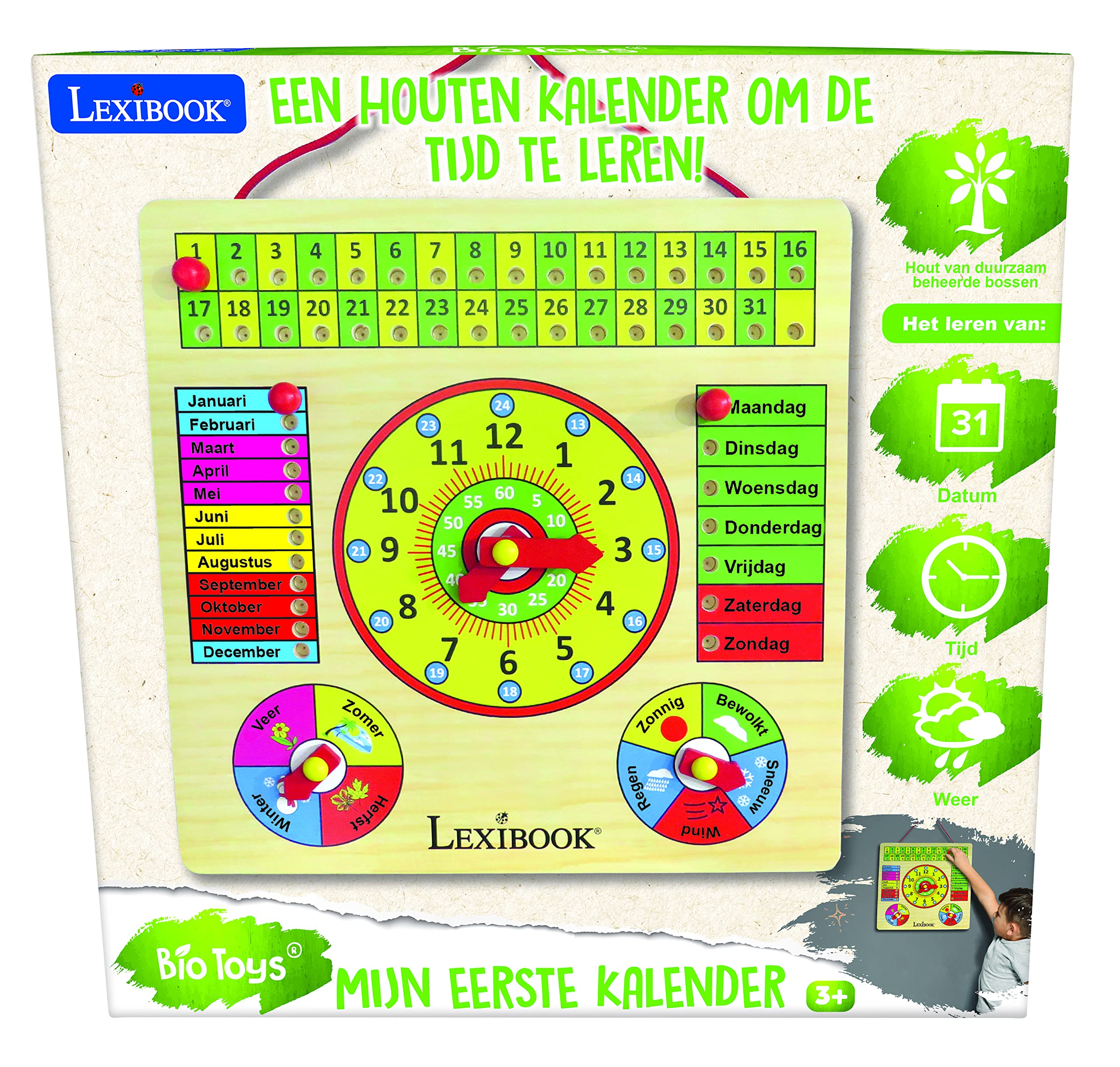Lexibook Bio Toys EDU365NL calendario in legno bambini