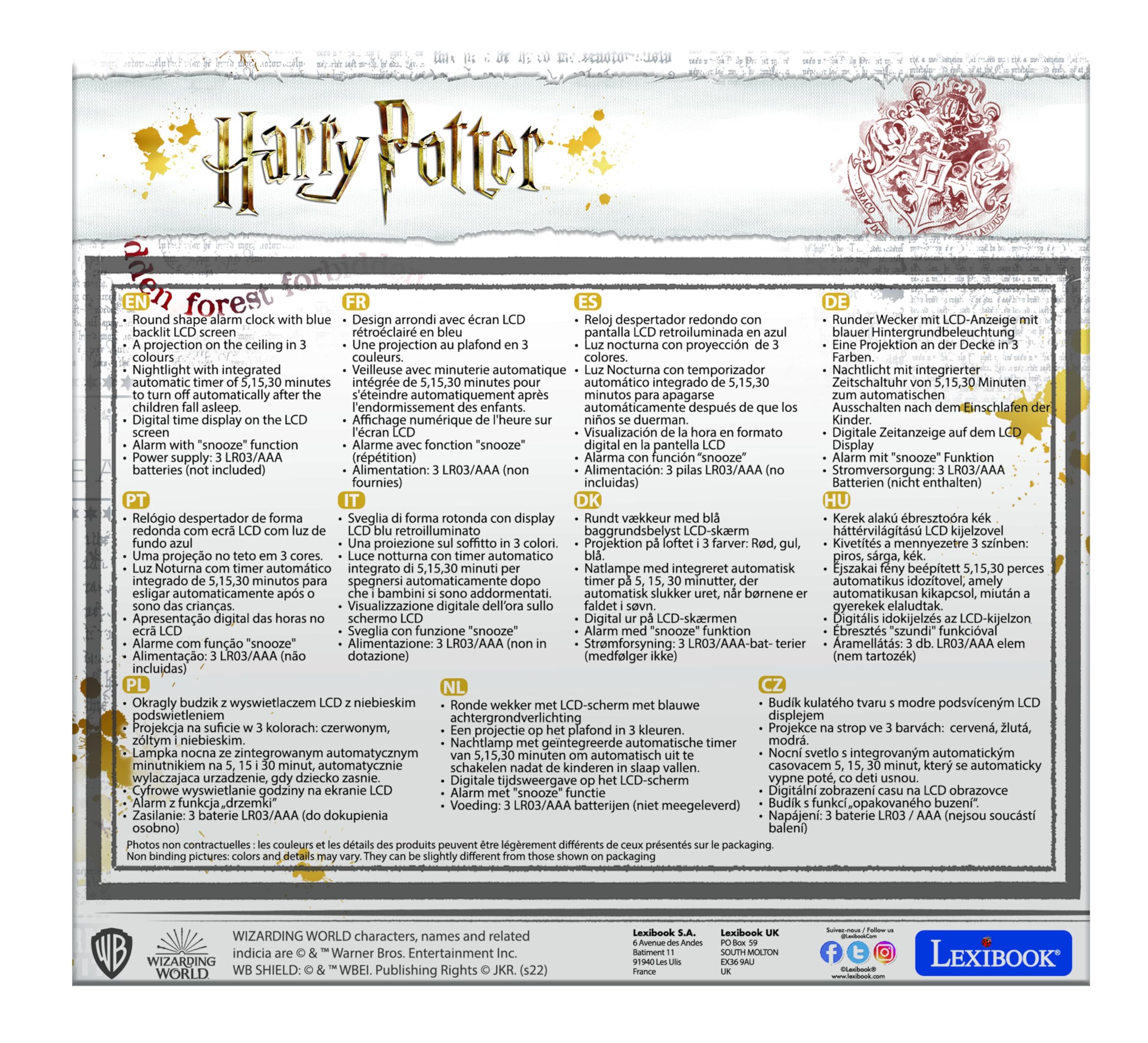 Lexibook Harry Potter RL977HPLXB sveglia proiettore rotonda