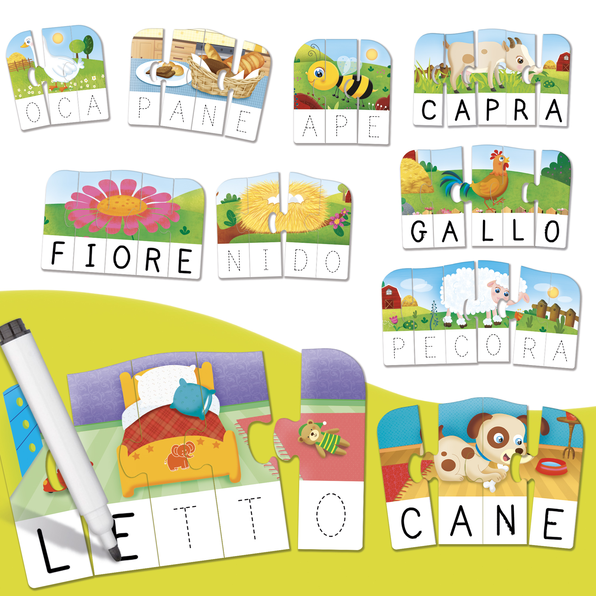 Lisciani Carotina Utilissimi Prime Parole puzzle lettere