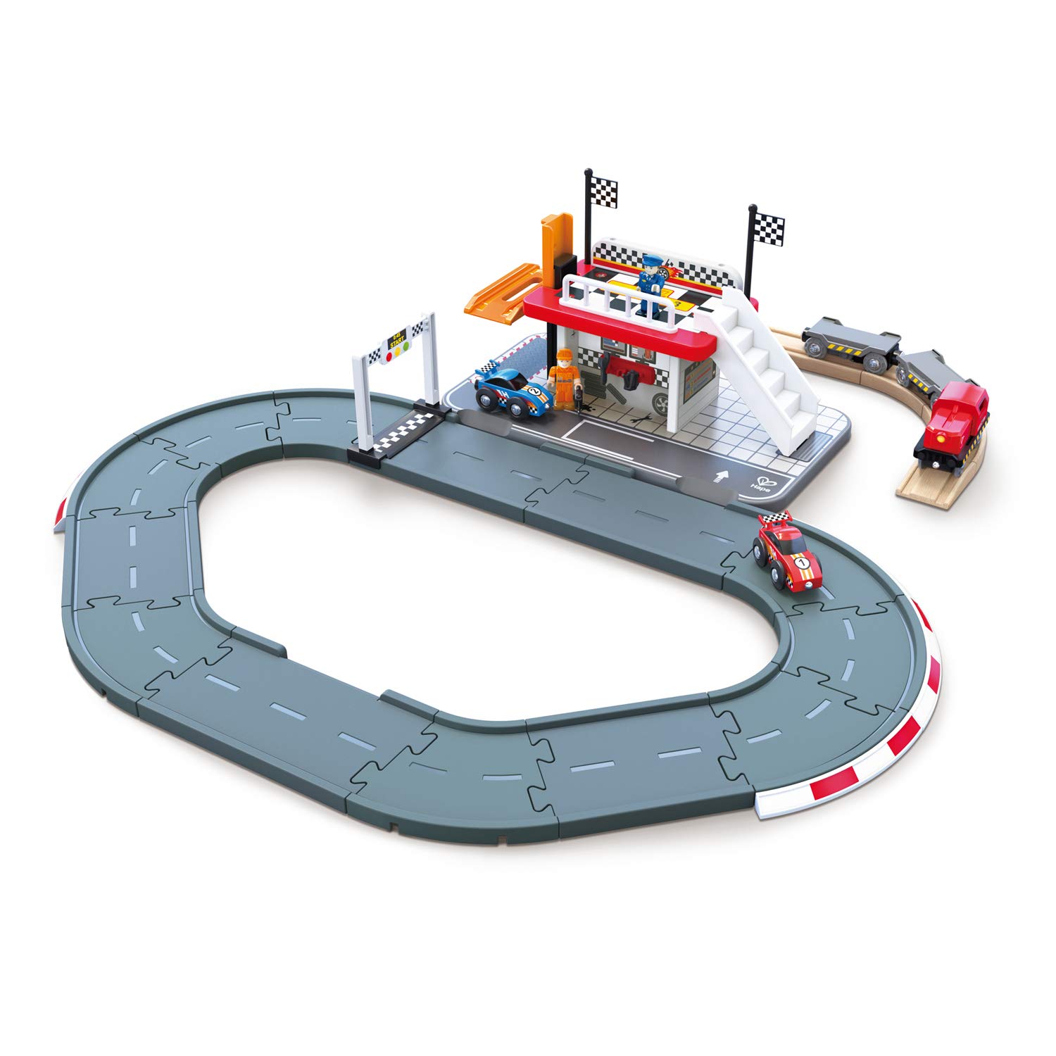 Hape E3734 race track station treno legno