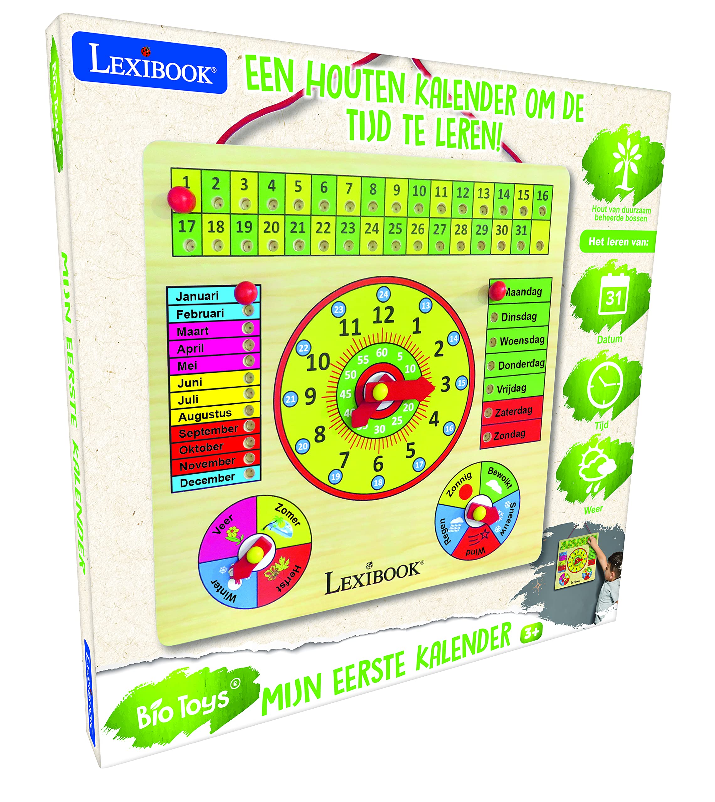 Lexibook Bio Toys EDU365NL calendario in legno bambini