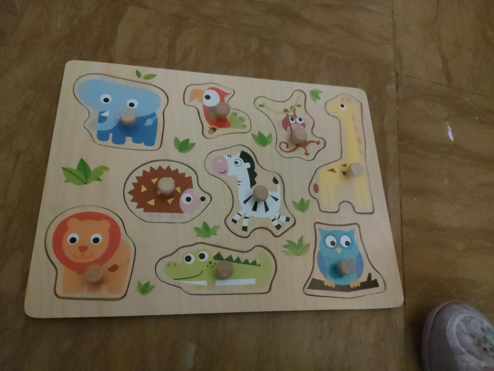 smallfoot Animali dello Zoo 4763 puzzle legno Cartoni con manici