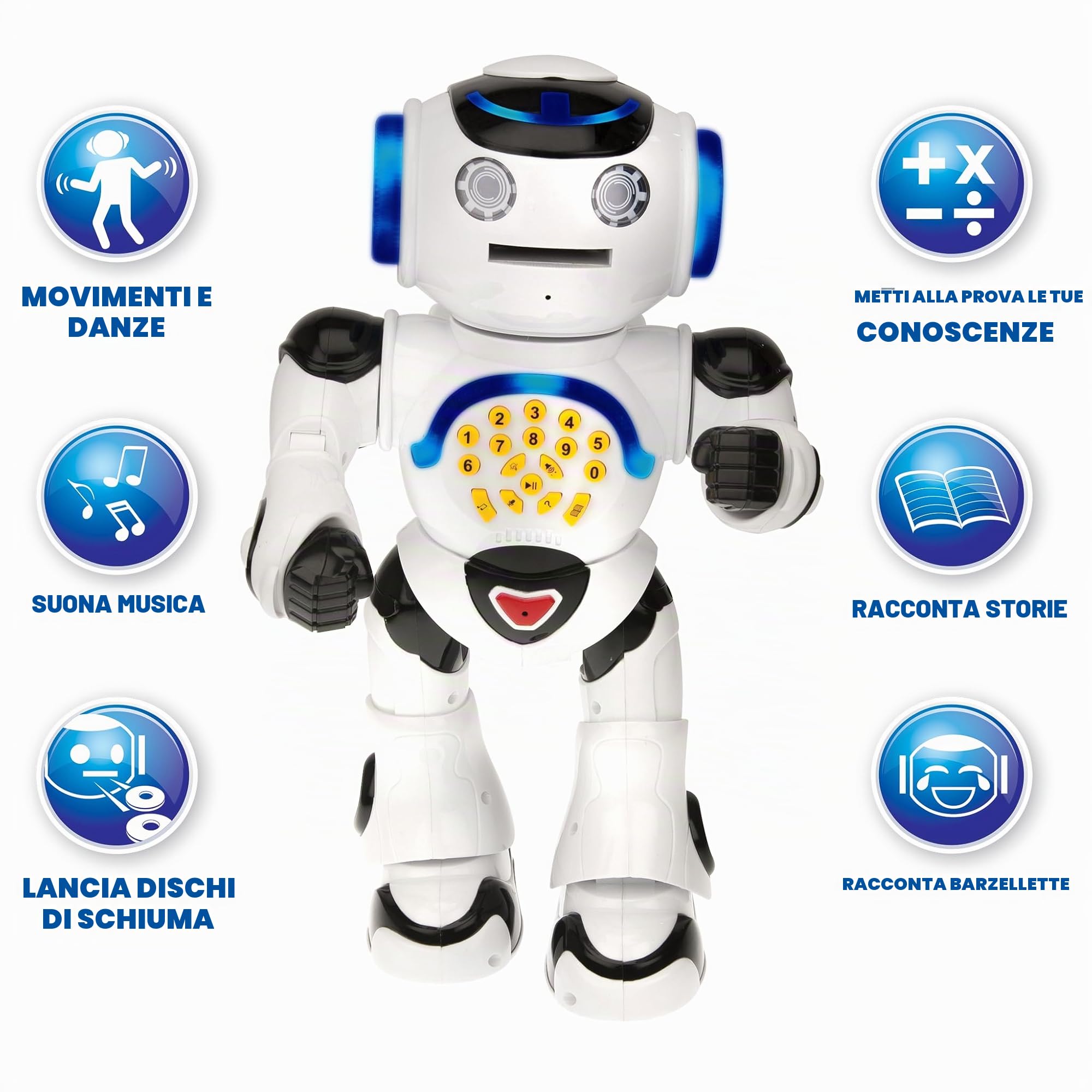Lexibook Powerman robot educativo bianco luci e suoni