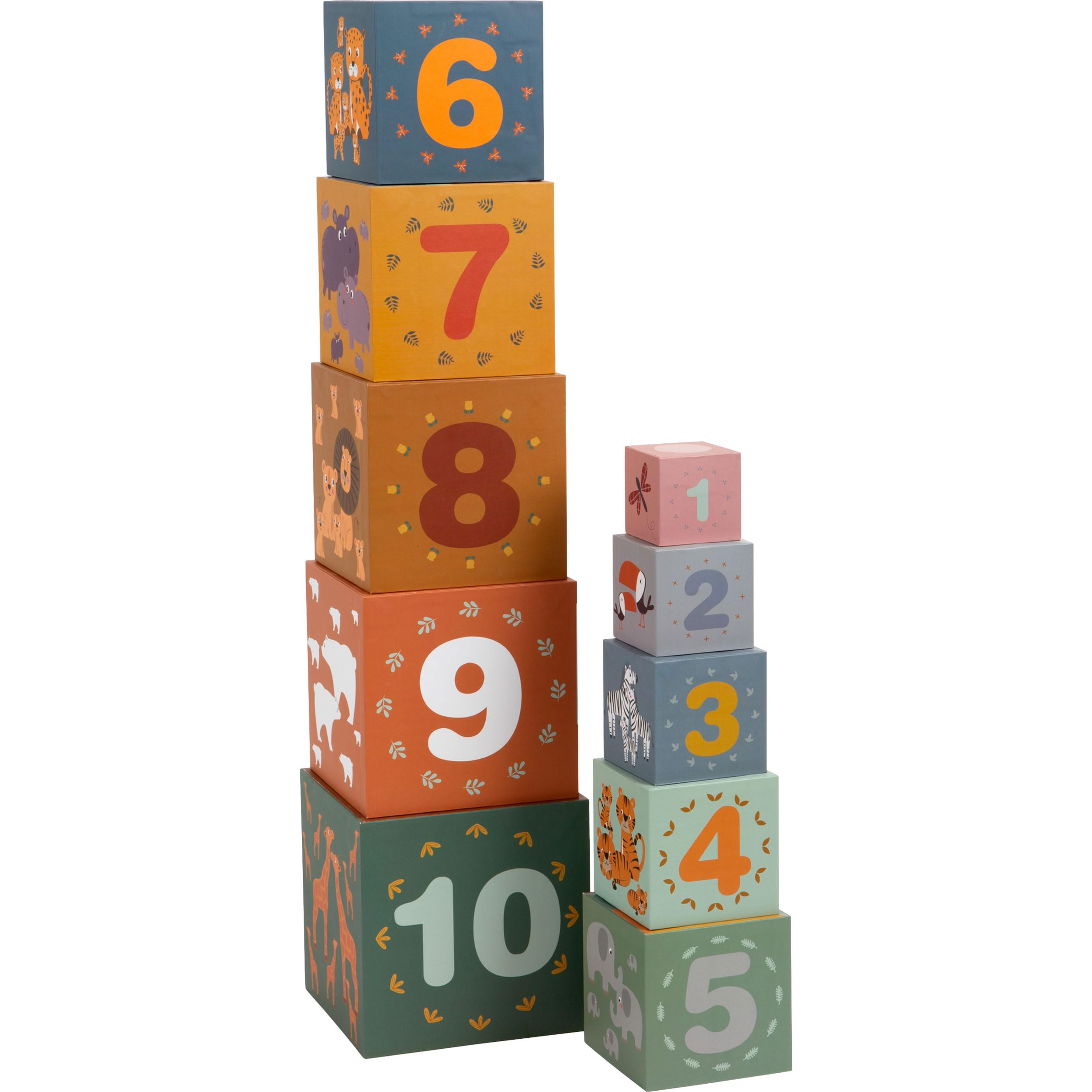 small foot 11957 Safari cubi impilabili legno 10 pezzi 1 anno+