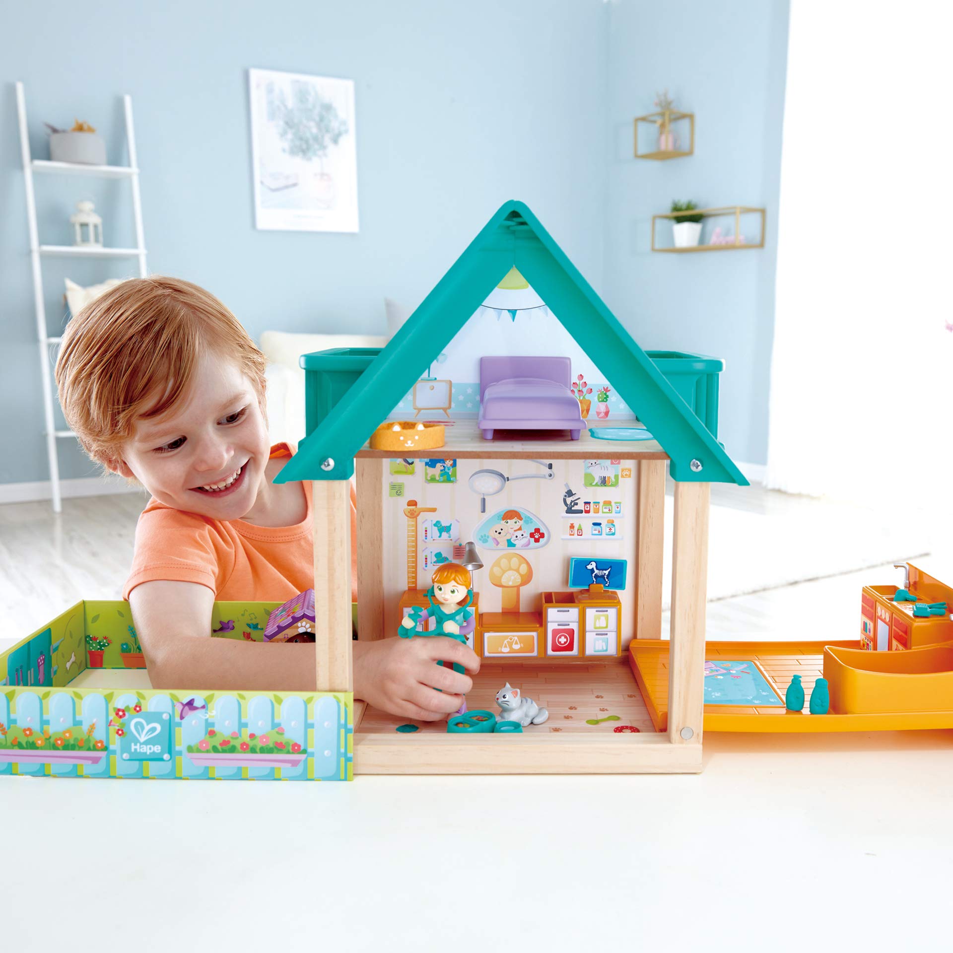 Hape Furry Friend E3408 set veterinario trasportabile legno
