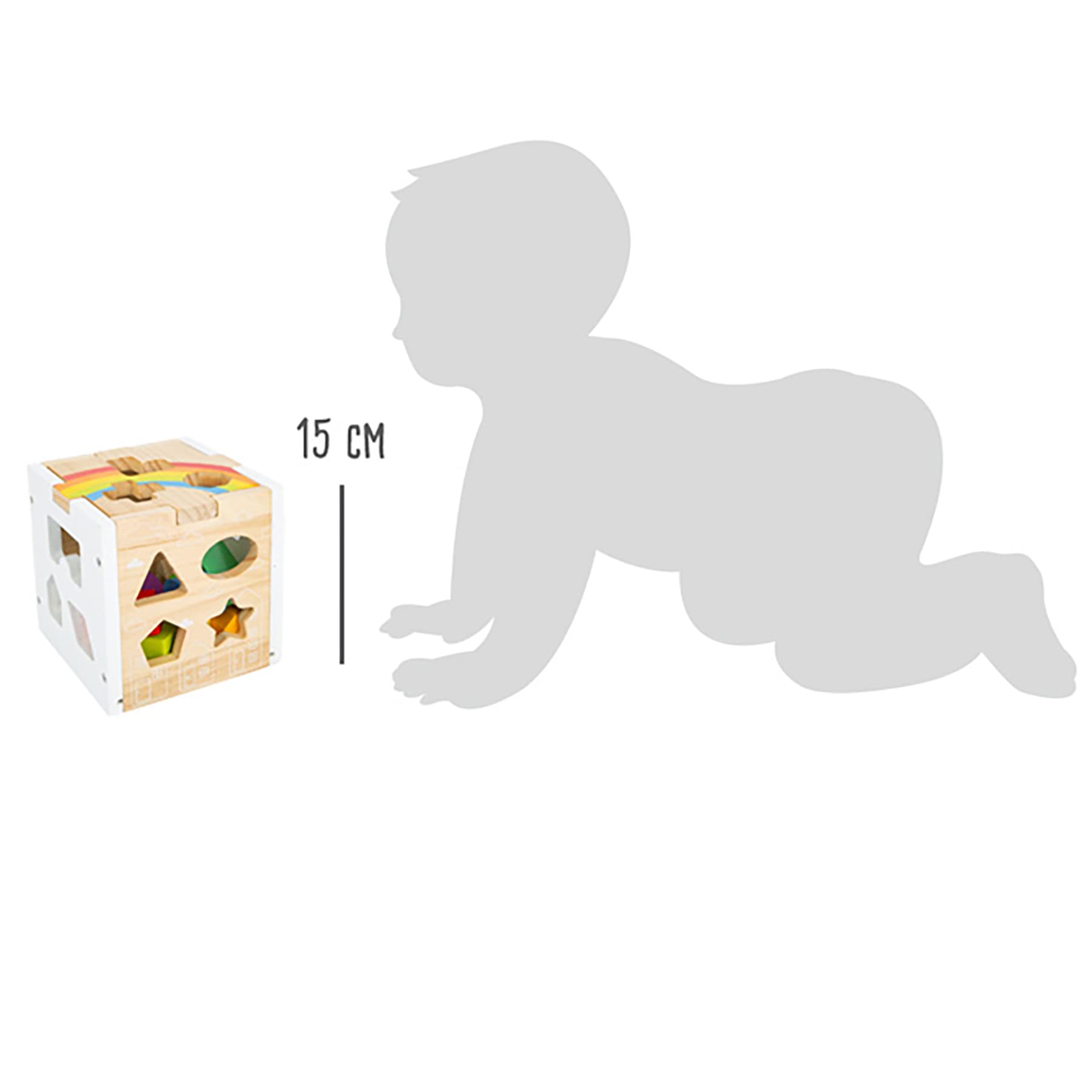 Smallfoot 11777 dado incastro arcobaleno legno 13 pezzi 12 mesi