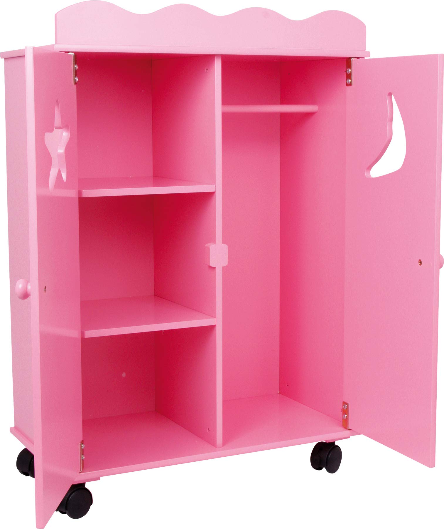 smallfoot 2880 Pink armadio bambole in legno con ruote