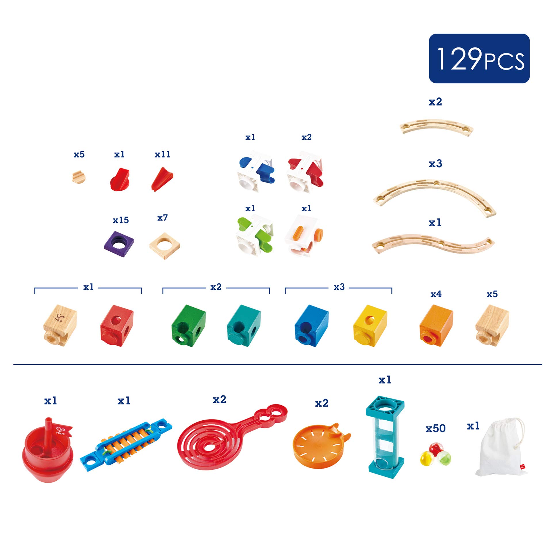 Hape Quadrilla Super Spirali pista biglie legno 129 pezzi