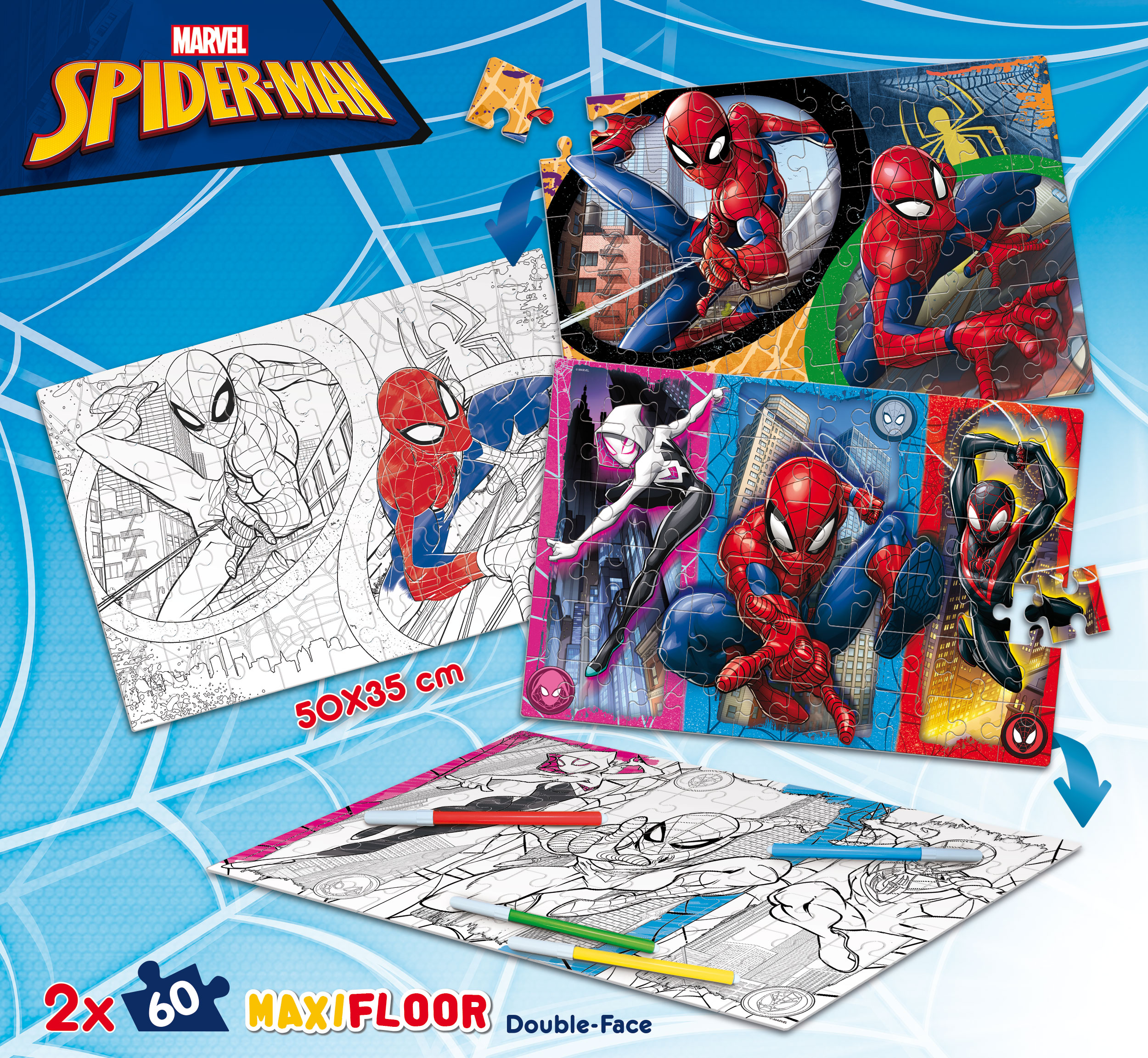 Lisciani Marvel Maxifloor 2x60 Spider-Man puzzle bambini