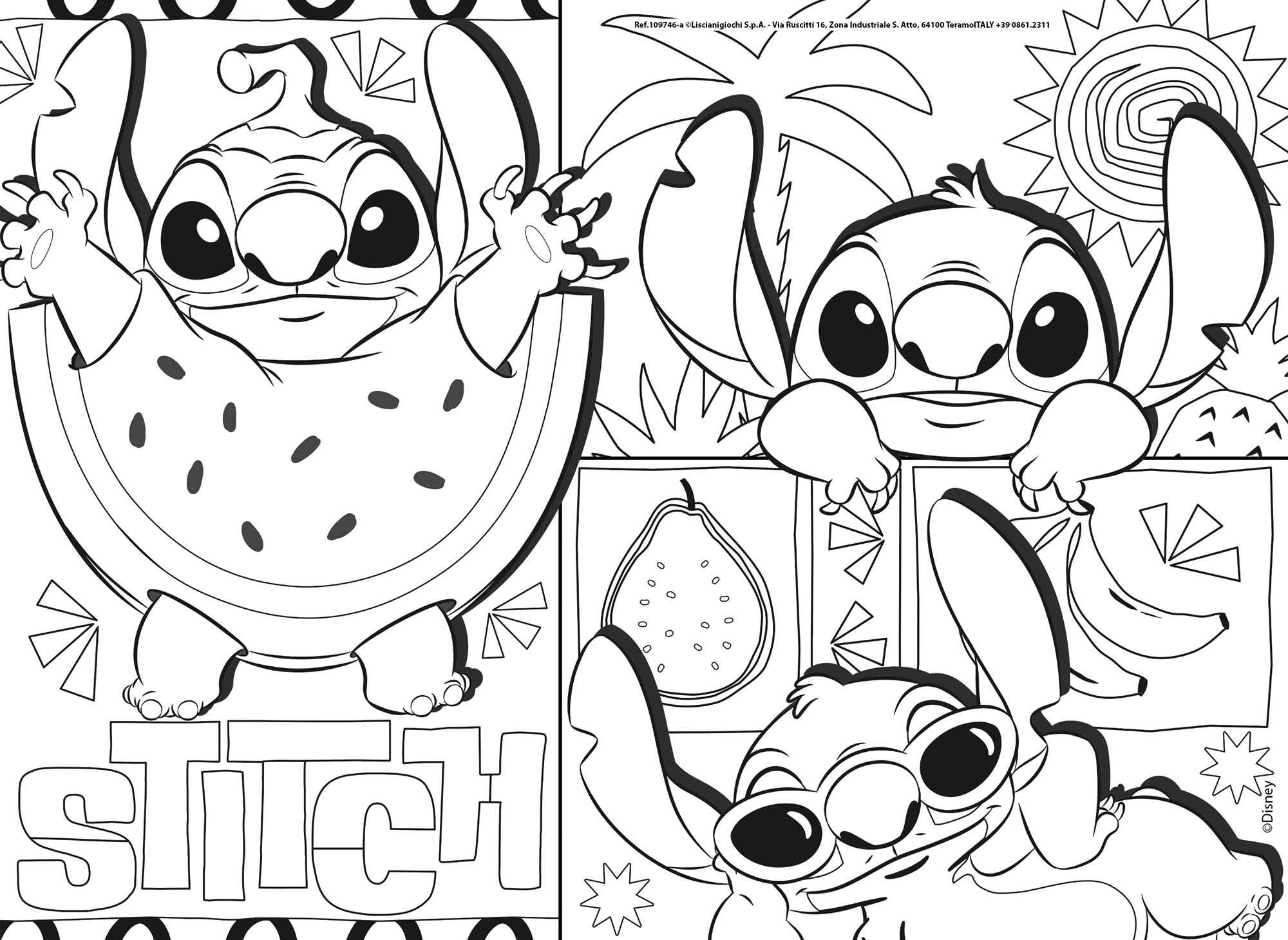 Lisciani Disney Maxifloor 4x48 Lilo & Stitch puzzle da colorare
