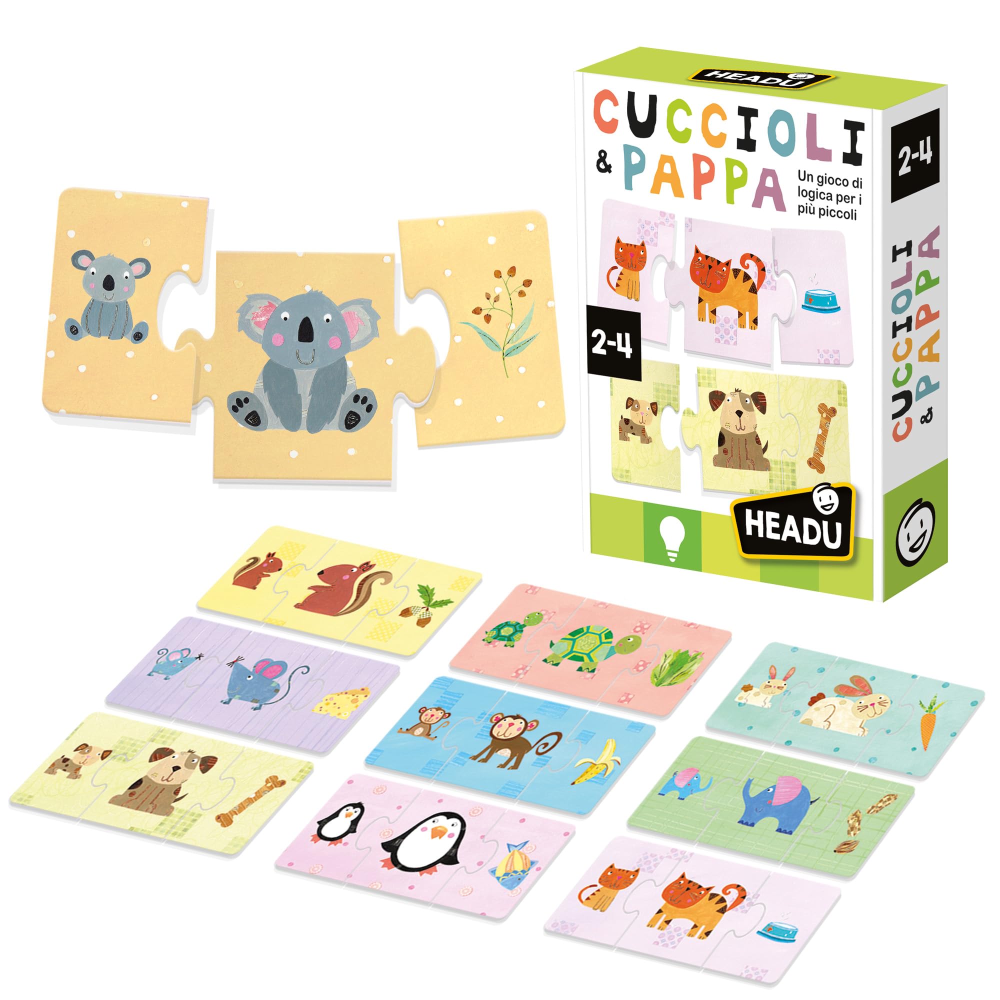 Headu Cuccioli e Pappa puzzle associazione logica 2-4 anni