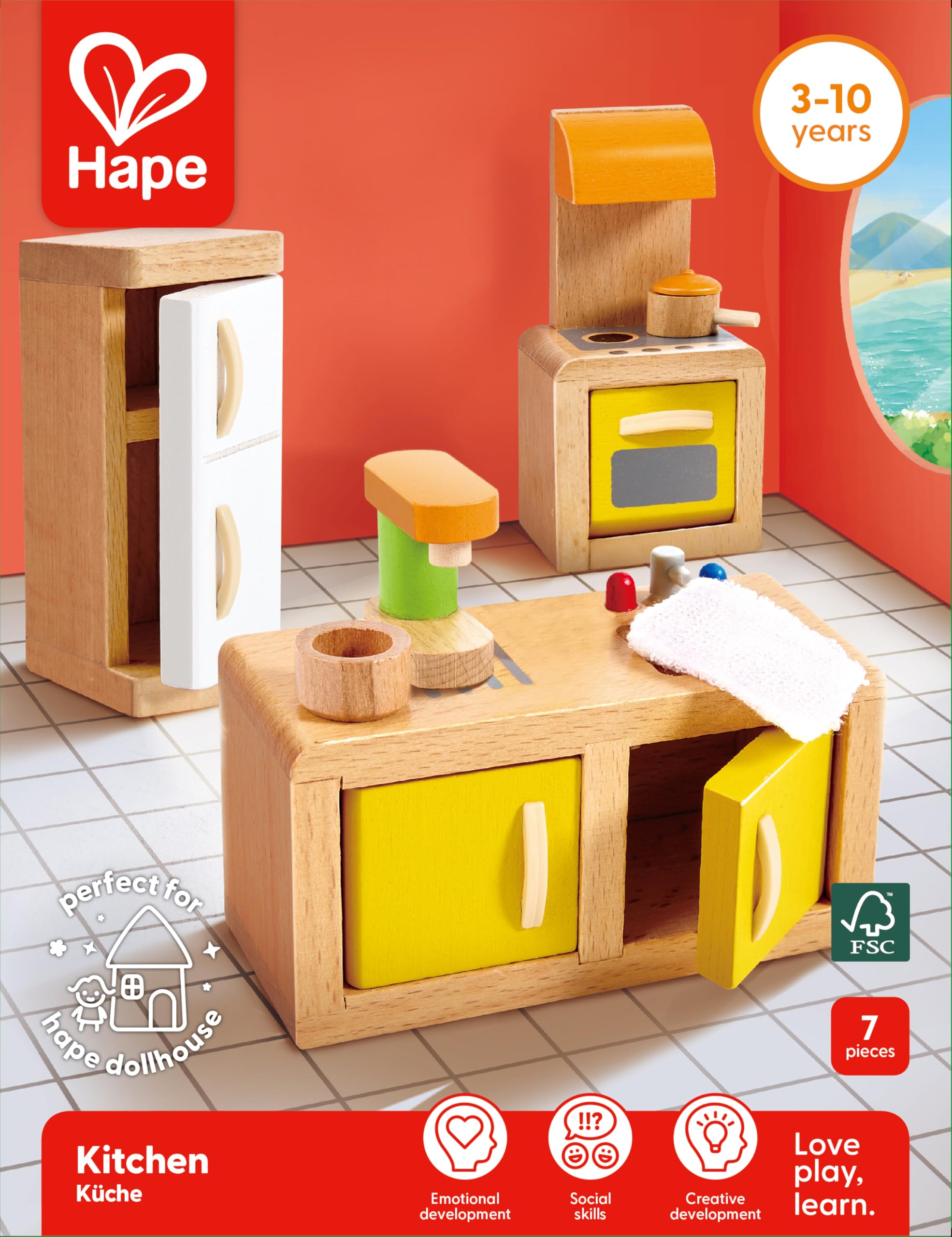 Hape Casa Bambole Cucina Mobili Legno con Accessori