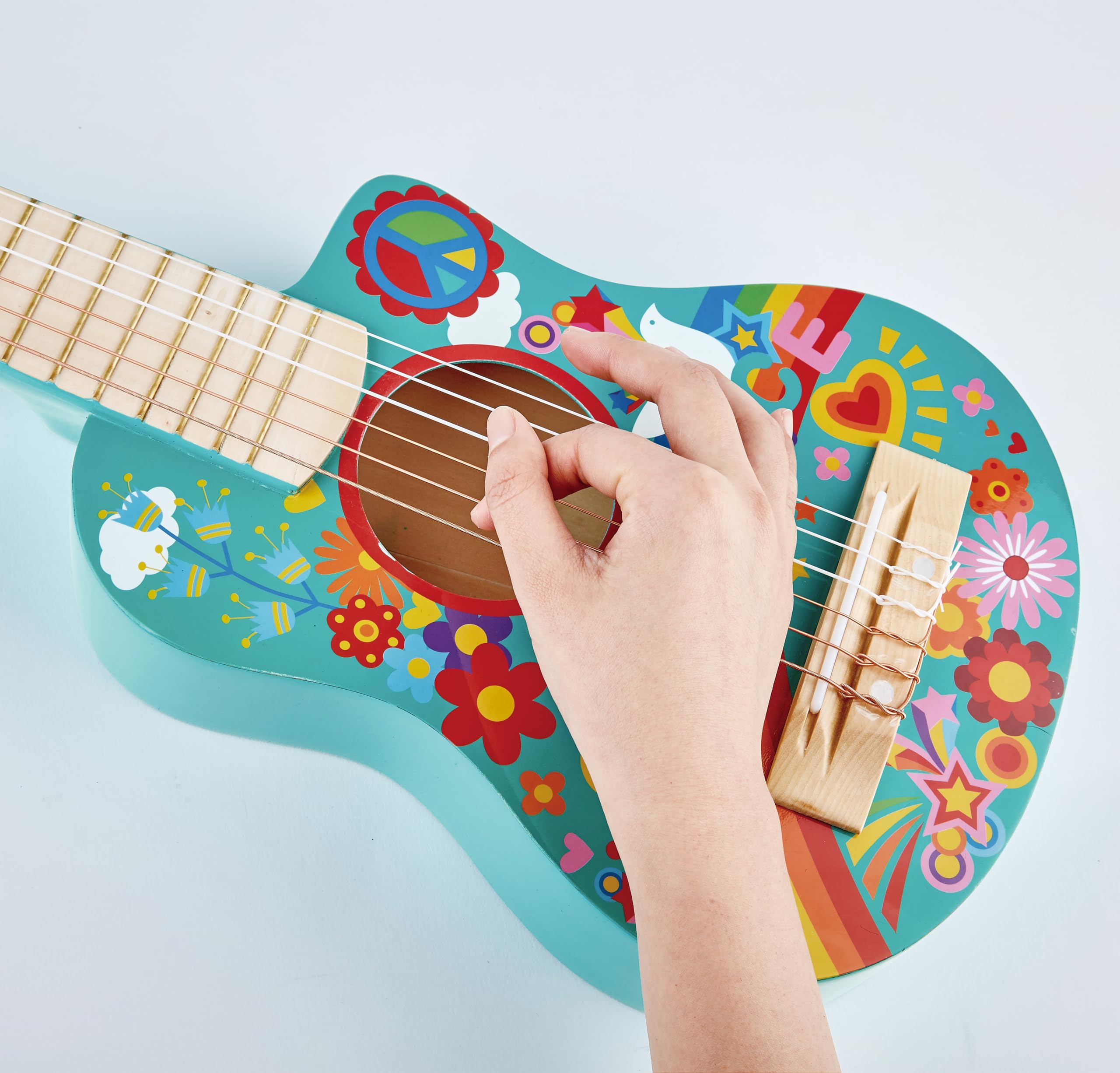 Hape Figli dei Fiori chitarra bambini legno blu E0600