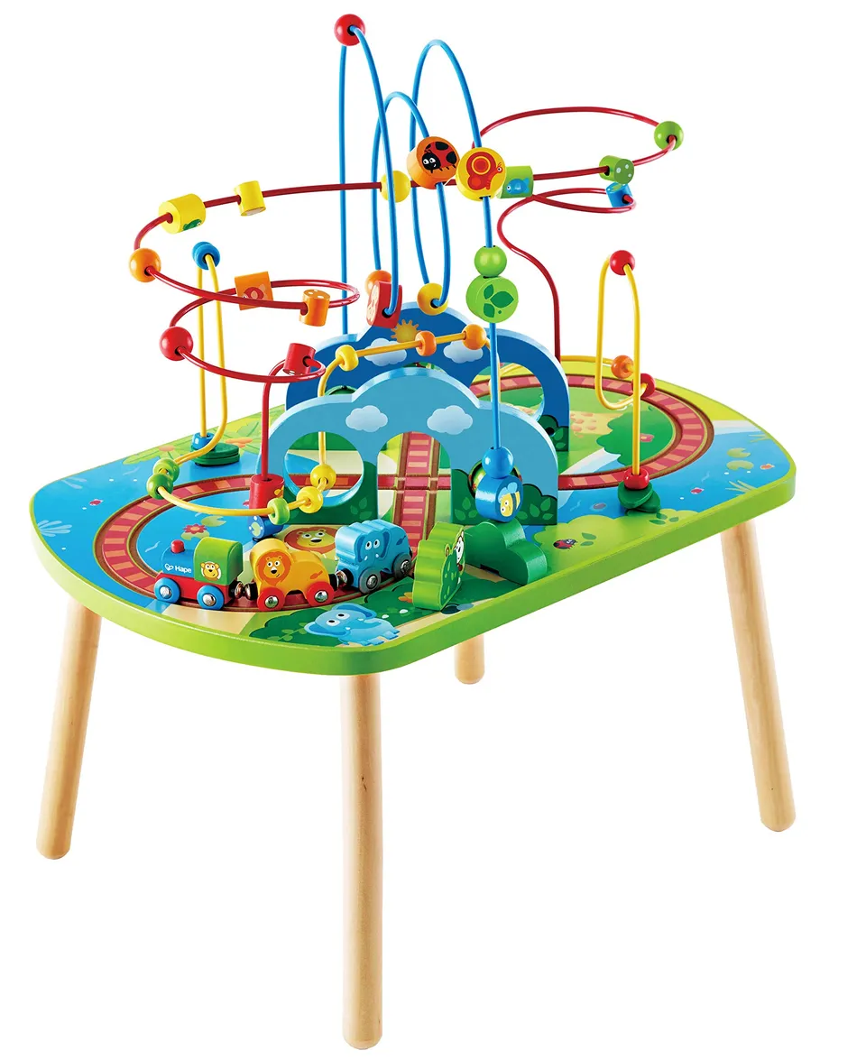 Hape E3824 tavolo treno giungla legno multiattività bimbi
