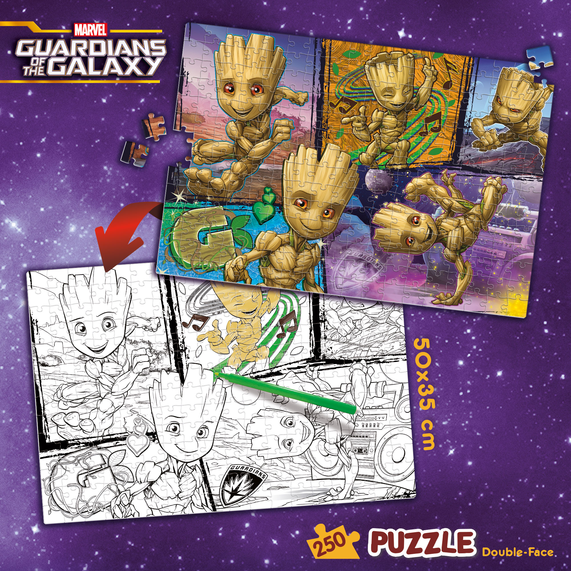 Marvel Puzzle DF Plus 250 Groot puzzle bambini da colorare