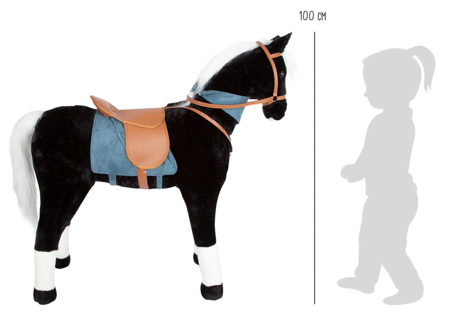 smallfoot 11178 cavallo cavalcabile nero con sella